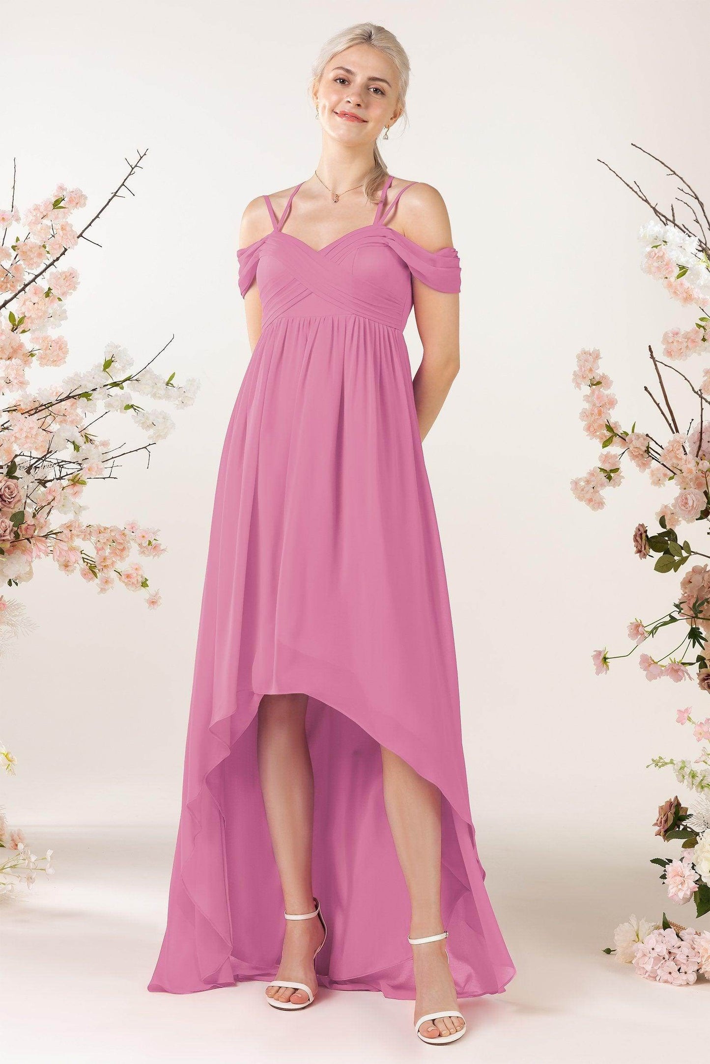 Asymmetrical Sweep Train Chiffon Bridesmaid Dress CB0464 - COCOMELODY
