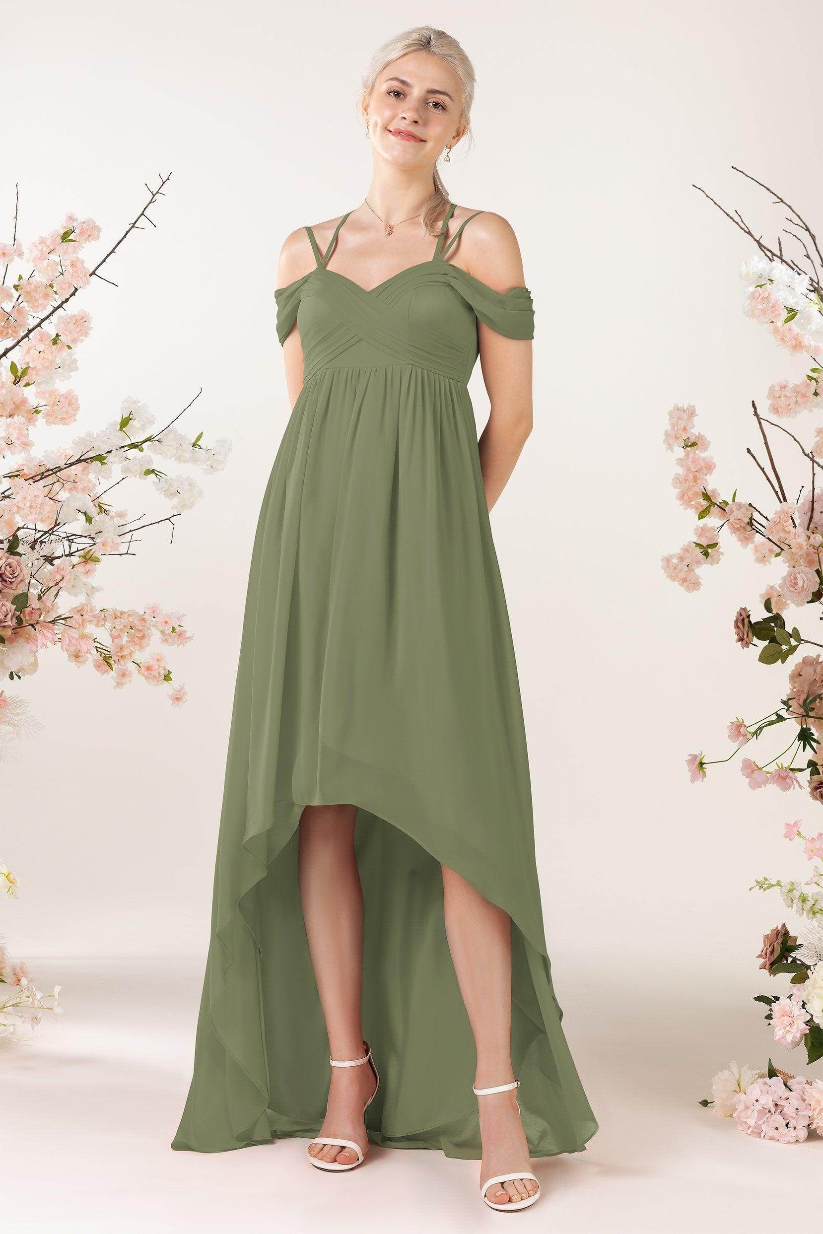 Asymmetrical Sweep Train Chiffon Bridesmaid Dress CB0464 - COCOMELODY