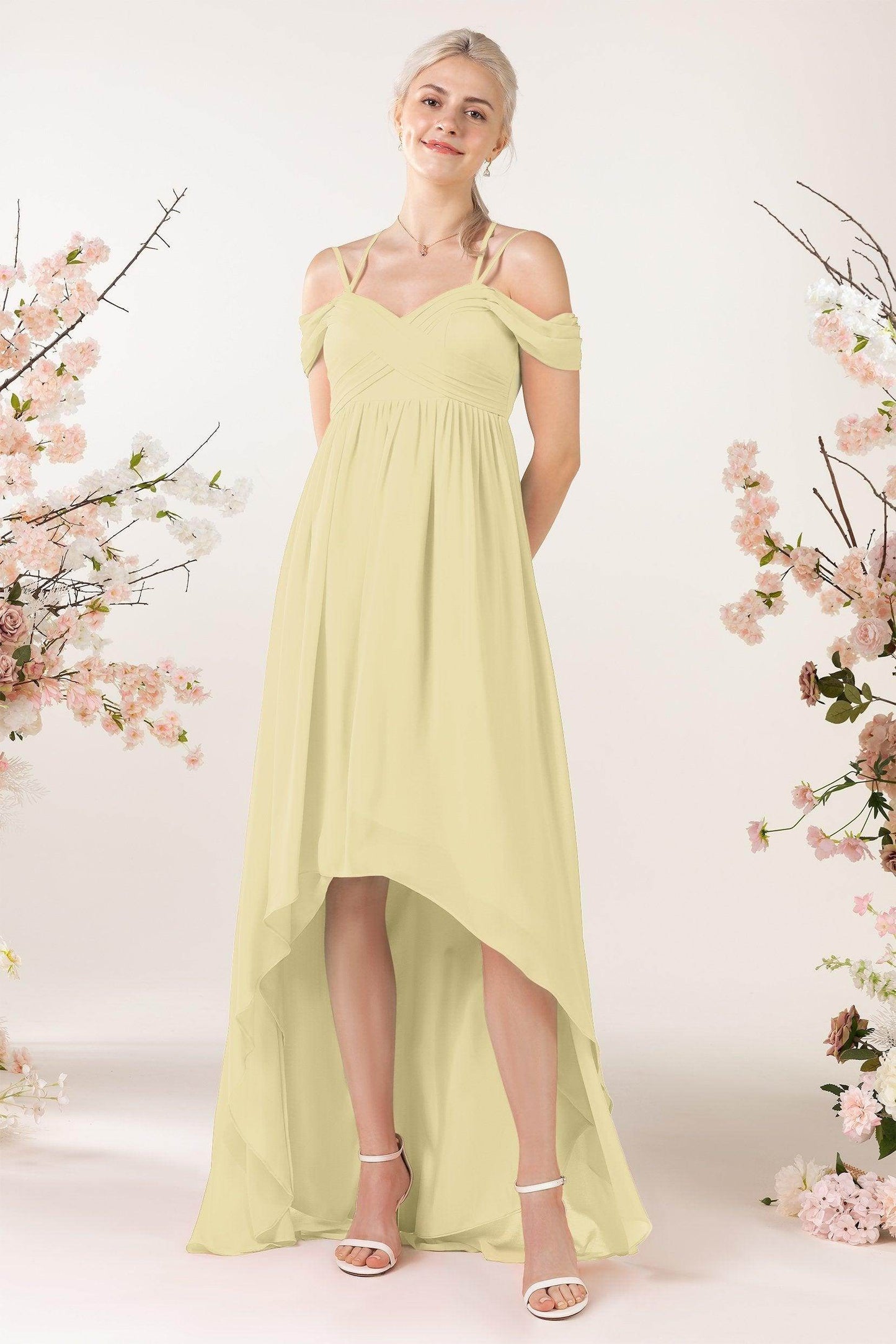 Asymmetrical Sweep Train Chiffon Bridesmaid Dress CB0464 - COCOMELODY