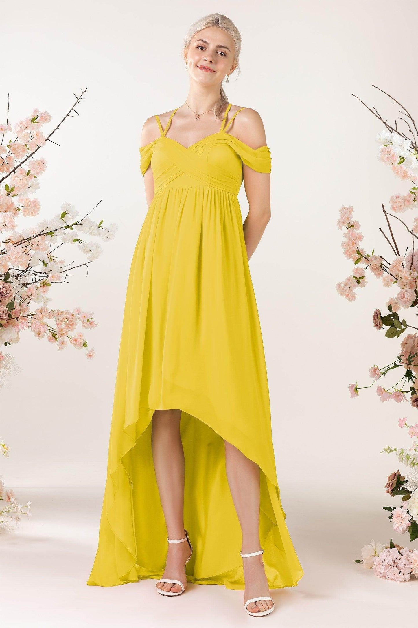 Asymmetrical Sweep Train Chiffon Bridesmaid Dress CB0464 - COCOMELODY