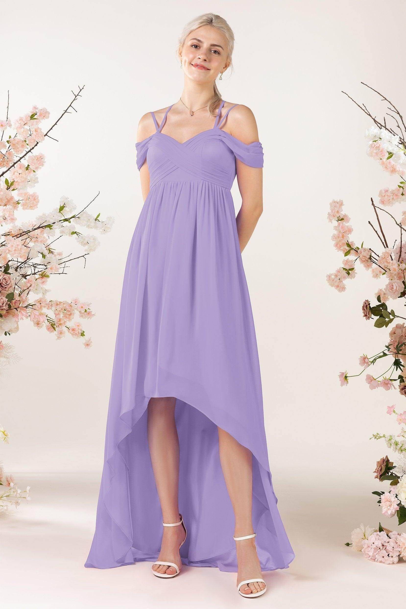 Asymmetrical Sweep Train Chiffon Bridesmaid Dress CB0464 - COCOMELODY