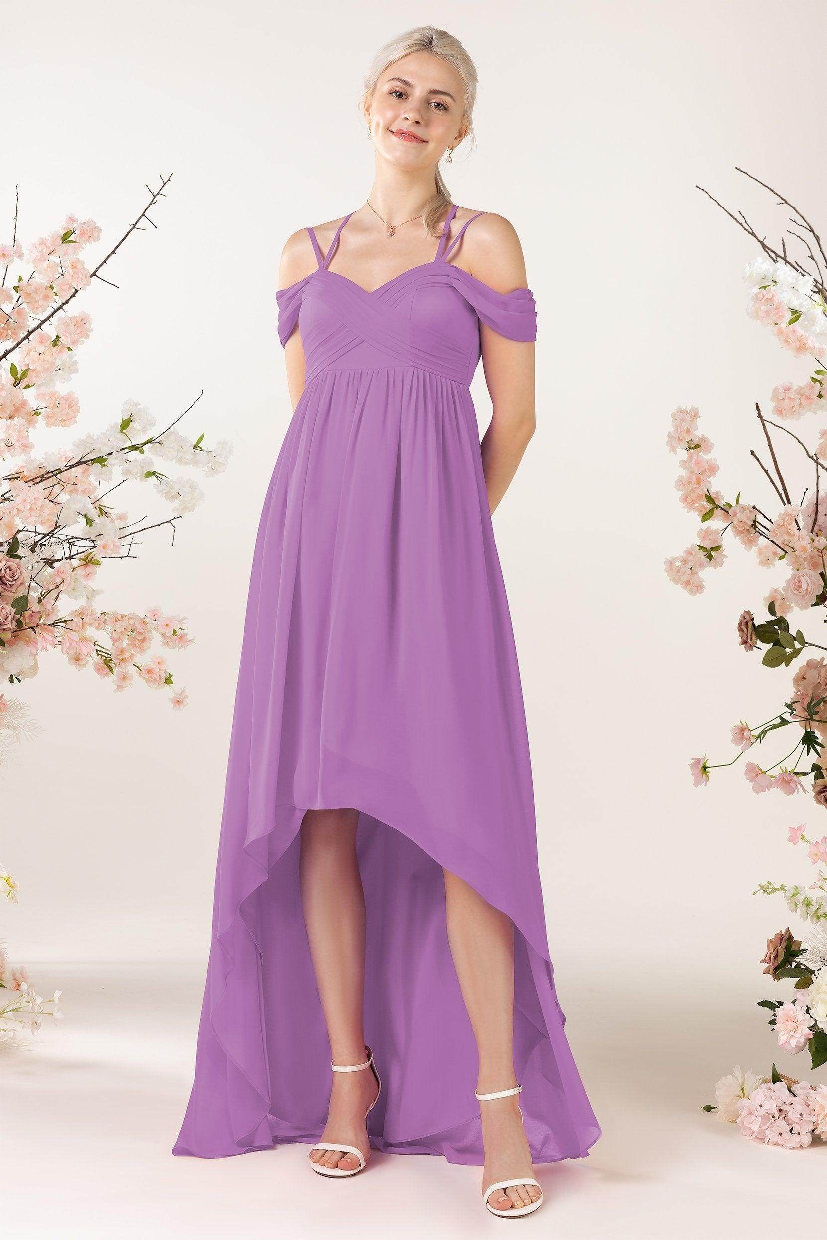 Asymmetrical Sweep Train Chiffon Bridesmaid Dress CB0464 - COCOMELODY