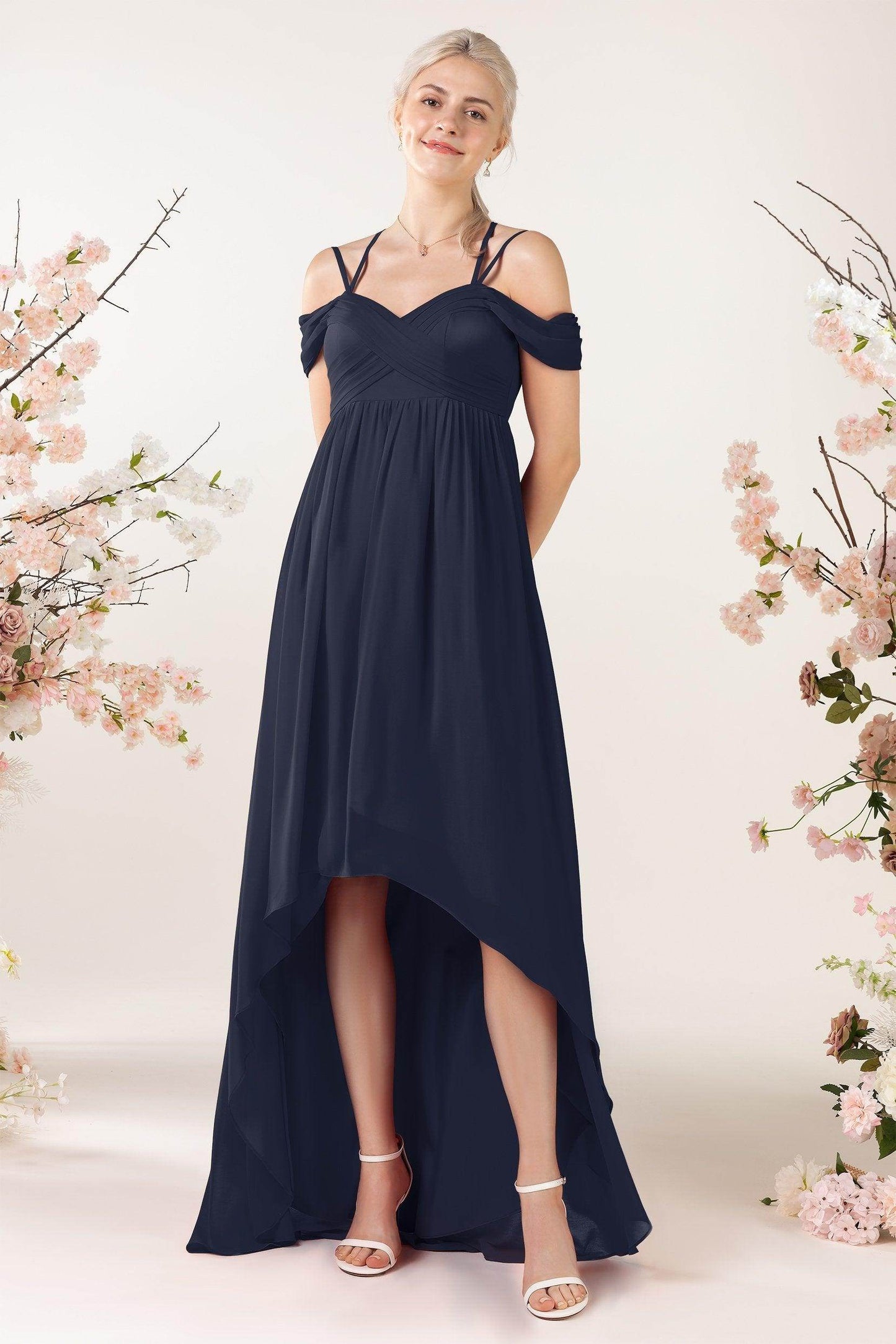 Asymmetrical Sweep Train Chiffon Bridesmaid Dress CB0464 - COCOMELODY