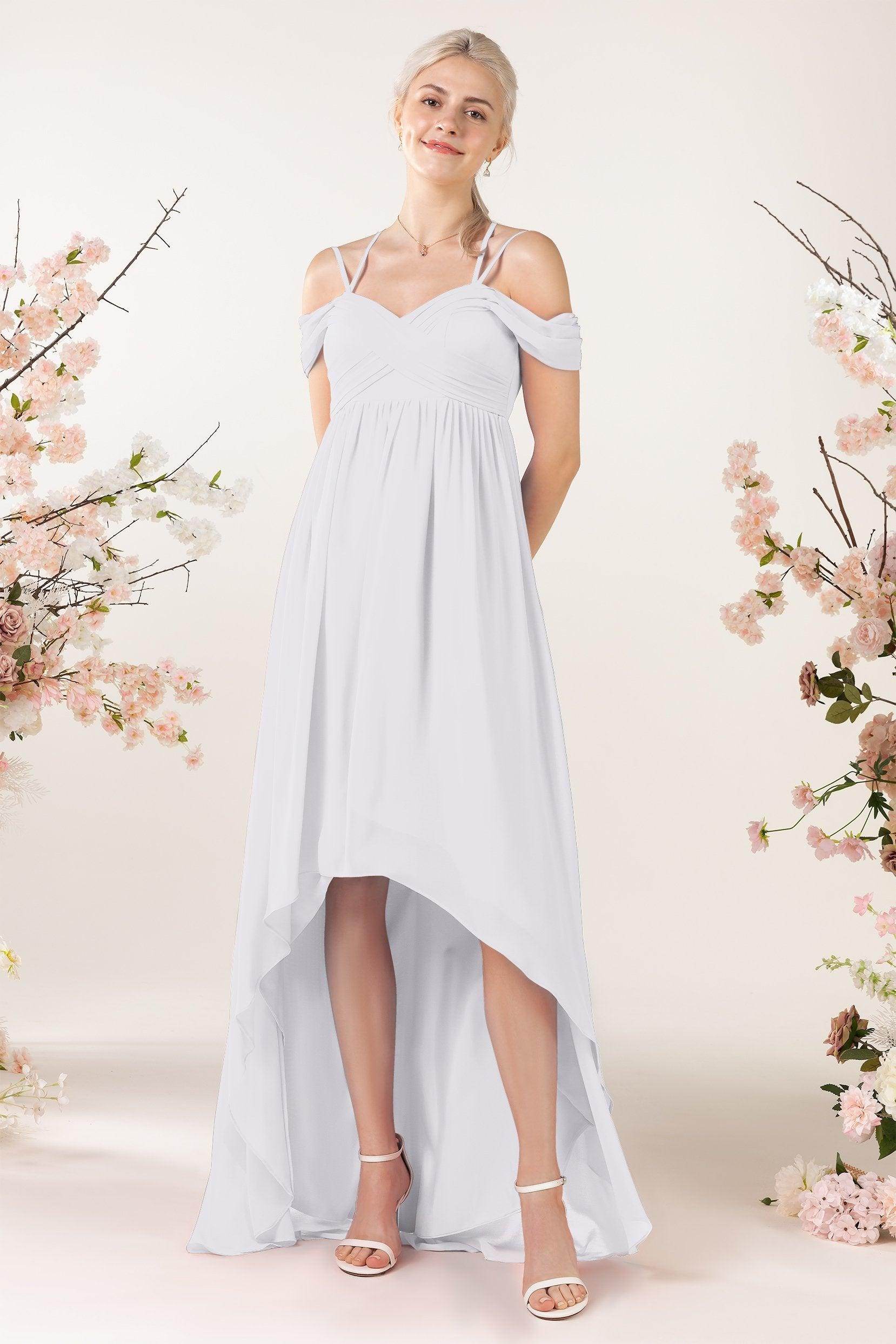 Asymmetrical Sweep Train Chiffon Bridesmaid Dress CB0464 - COCOMELODY