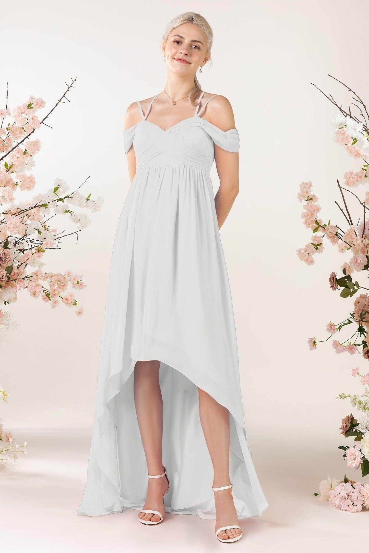 Asymmetrical Sweep Train Chiffon Bridesmaid Dress CB0464 - COCOMELODY