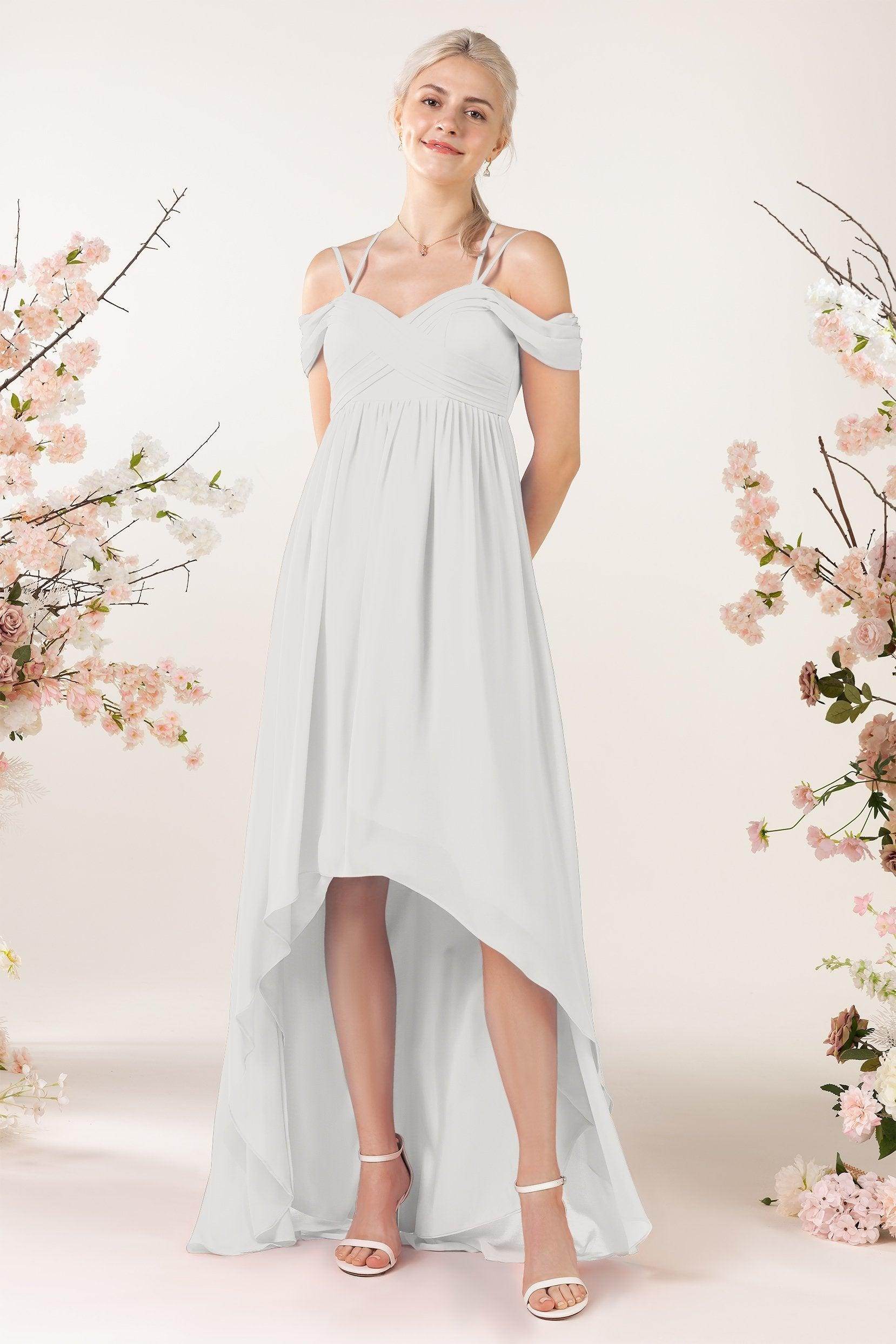 Asymmetrical Sweep Train Chiffon Bridesmaid Dress CB0464 - COCOMELODY