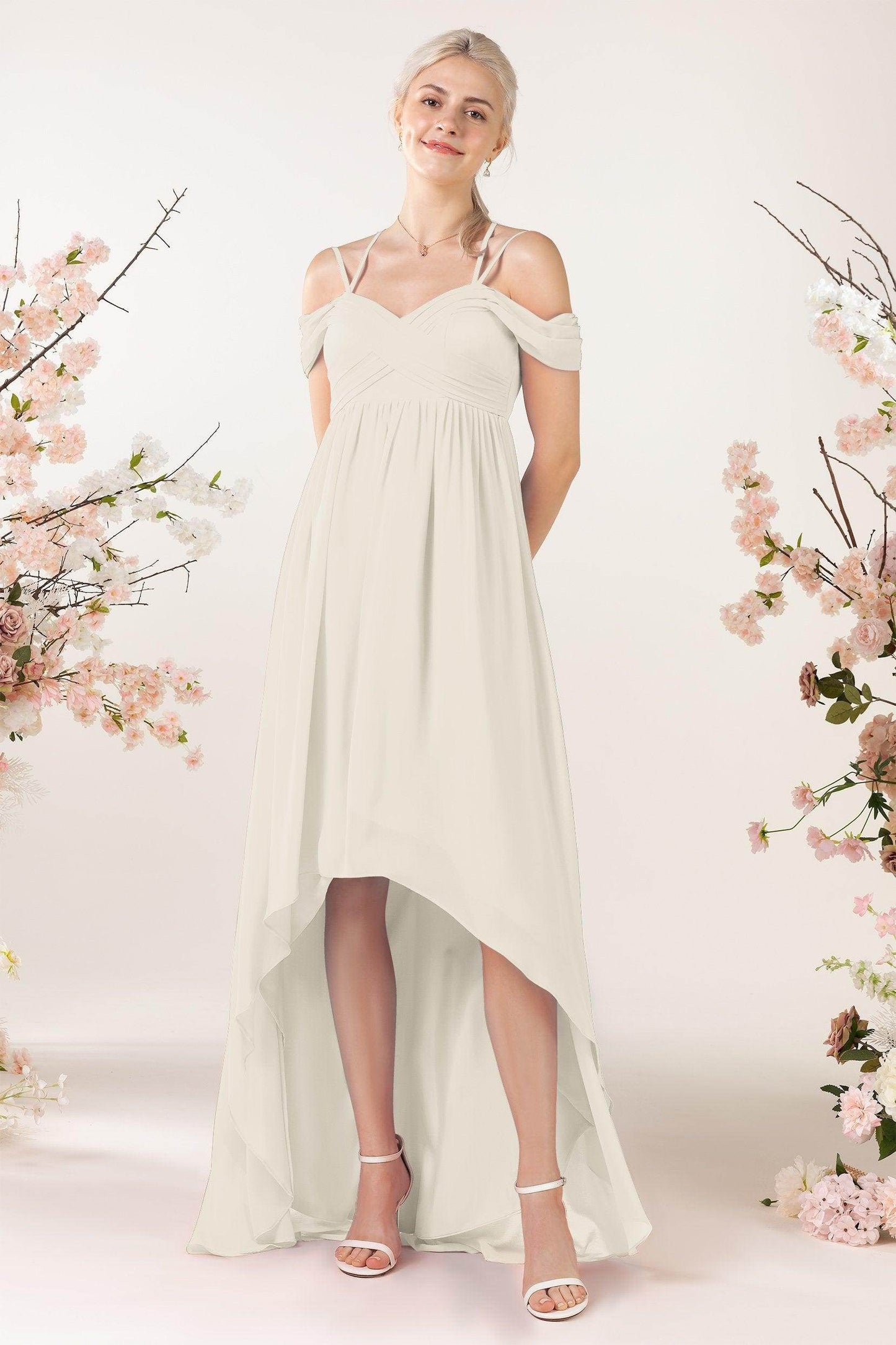 Asymmetrical Sweep Train Chiffon Bridesmaid Dress CB0464 - COCOMELODY