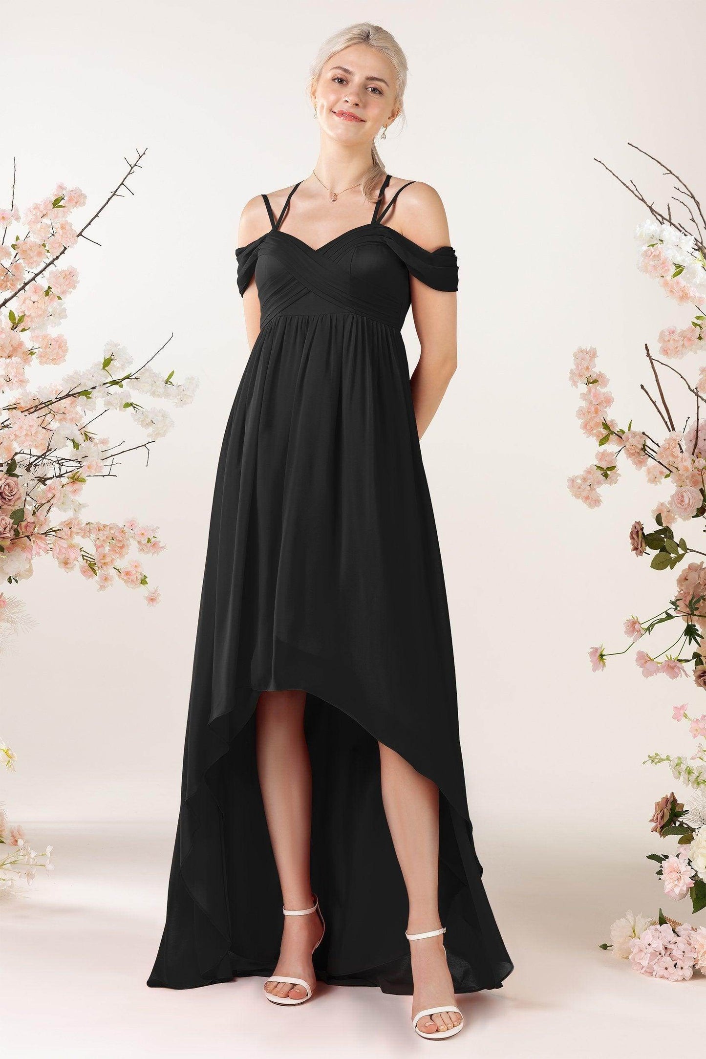 Asymmetrical Sweep Train Chiffon Bridesmaid Dress CB0464 - COCOMELODY