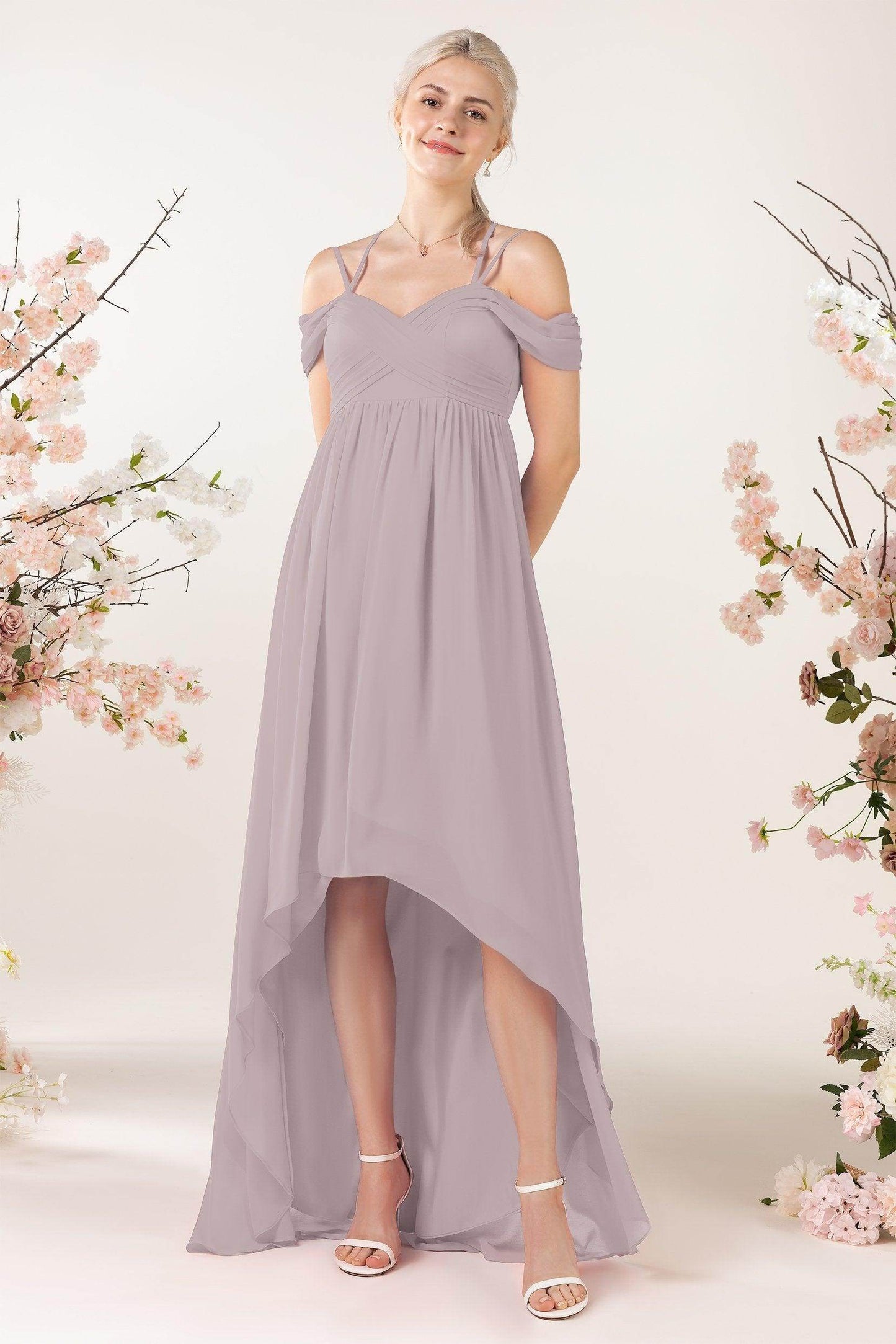 Asymmetrical Sweep Train Chiffon Bridesmaid Dress CB0464 - COCOMELODY