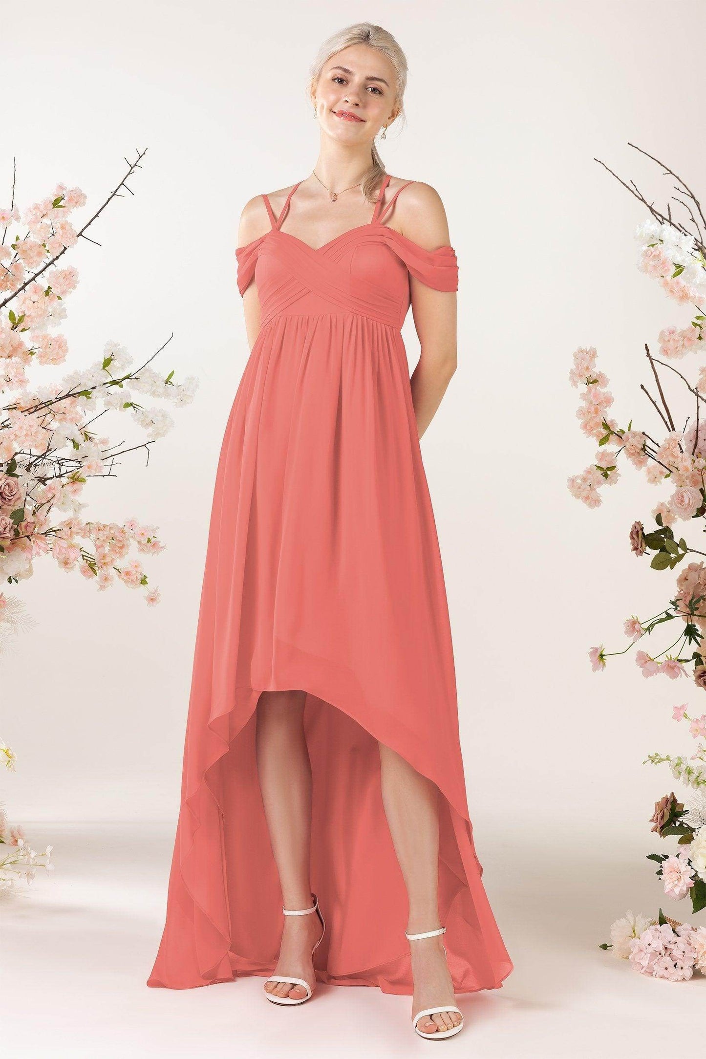 Asymmetrical Sweep Train Chiffon Bridesmaid Dress CB0464 - COCOMELODY
