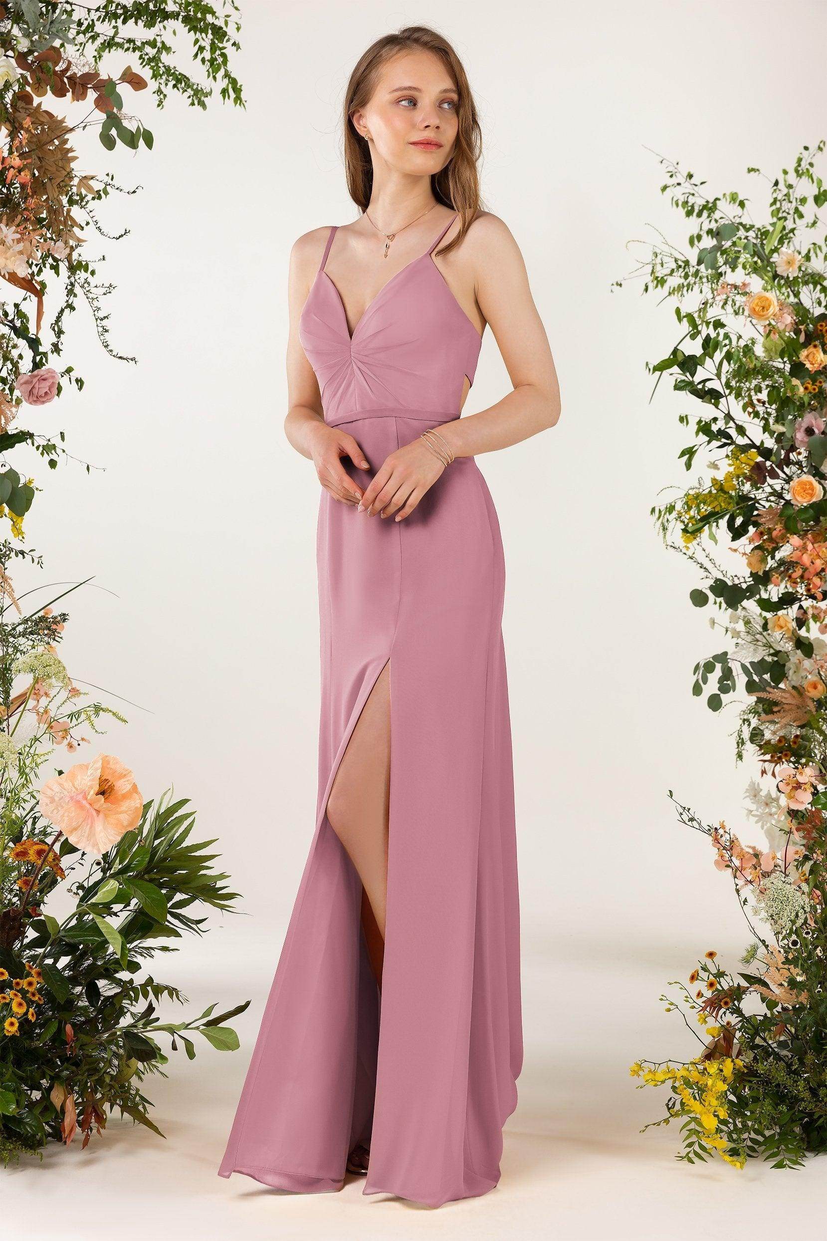 Sheath Sweep-Brush Train Chiffon Bridesmaid Dress CB0466 - COCOMELODY