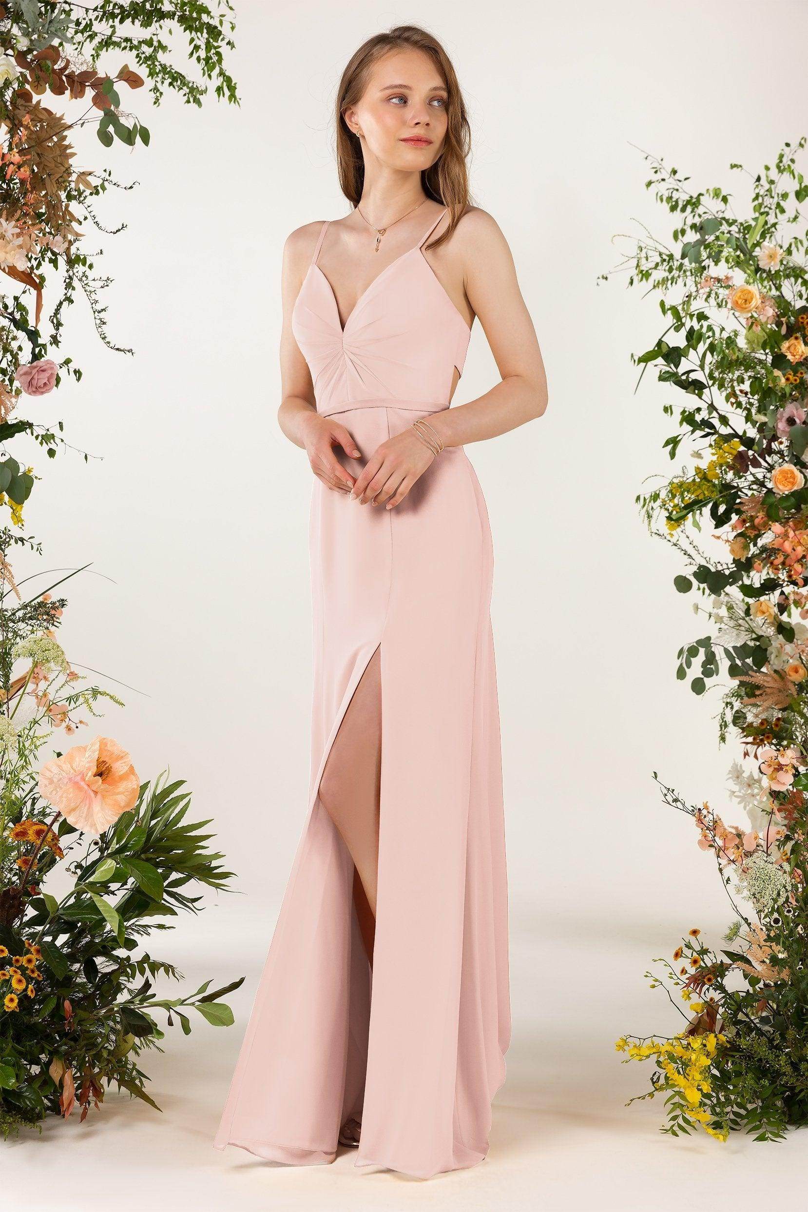 Sheath Sweep-Brush Train Chiffon Bridesmaid Dress CB0466 - COCOMELODY