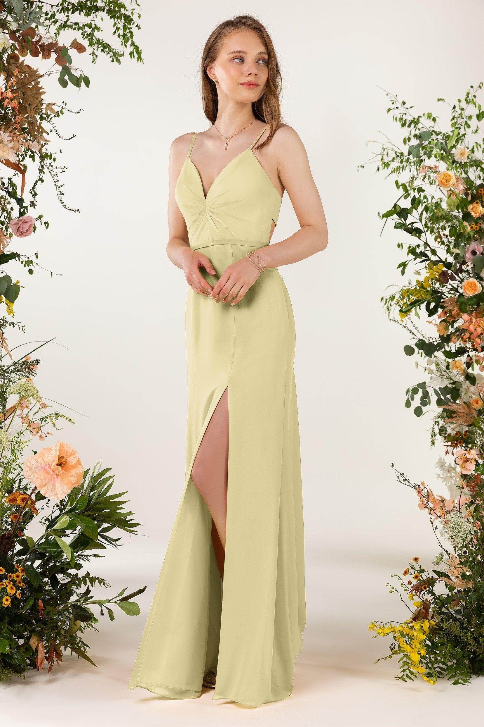 Sheath Sweep-Brush Train Chiffon Bridesmaid Dress CB0466 - COCOMELODY