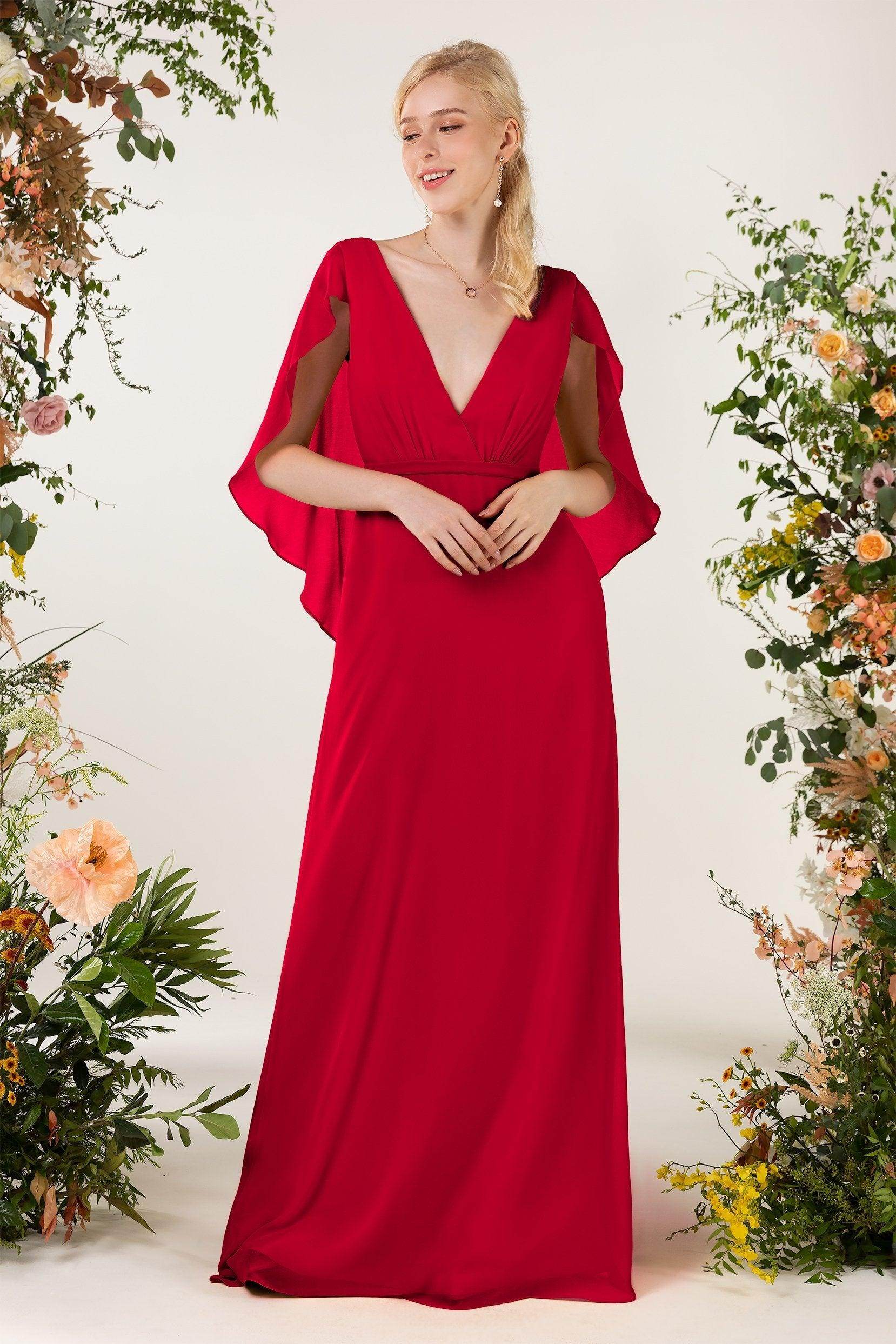 Sheath Sweep-Brush Train Chiffon Bridesmaid Dress CB0468 - COCOMELODY