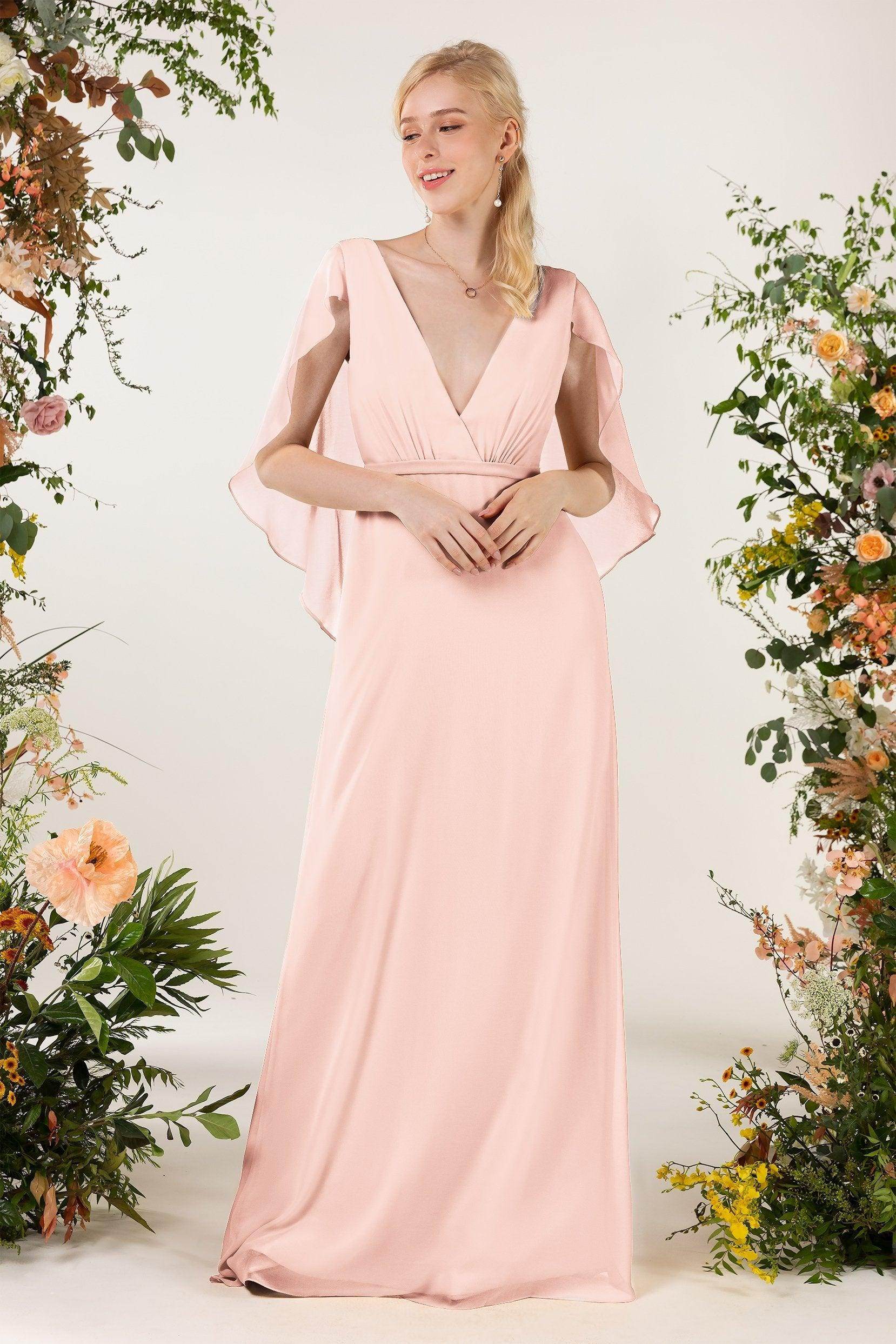 Sheath Sweep-Brush Train Chiffon Bridesmaid Dress CB0468 - COCOMELODY