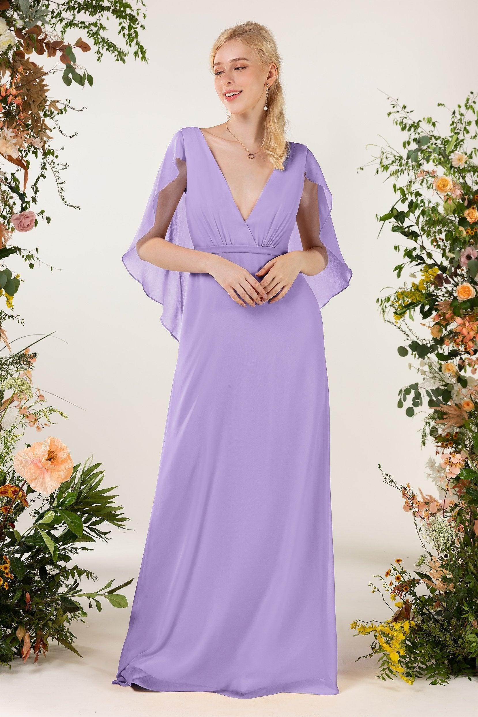 Sheath Sweep-Brush Train Chiffon Bridesmaid Dress CB0468 - COCOMELODY