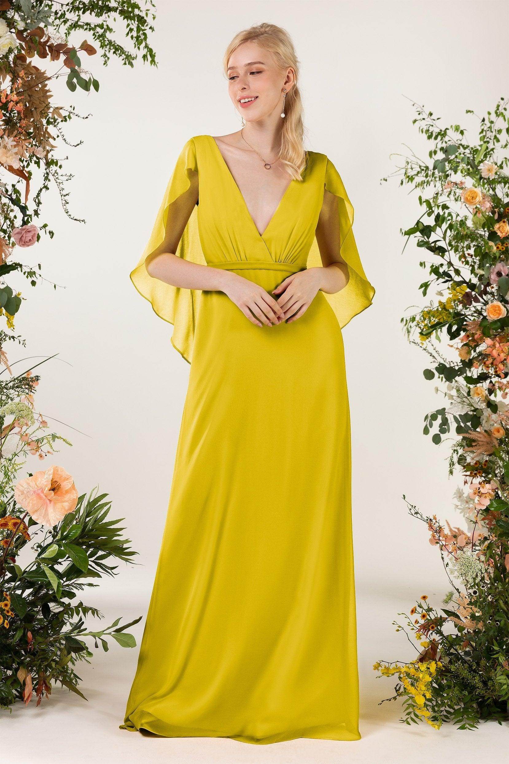 Sheath Sweep-Brush Train Chiffon Bridesmaid Dress CB0468 - COCOMELODY