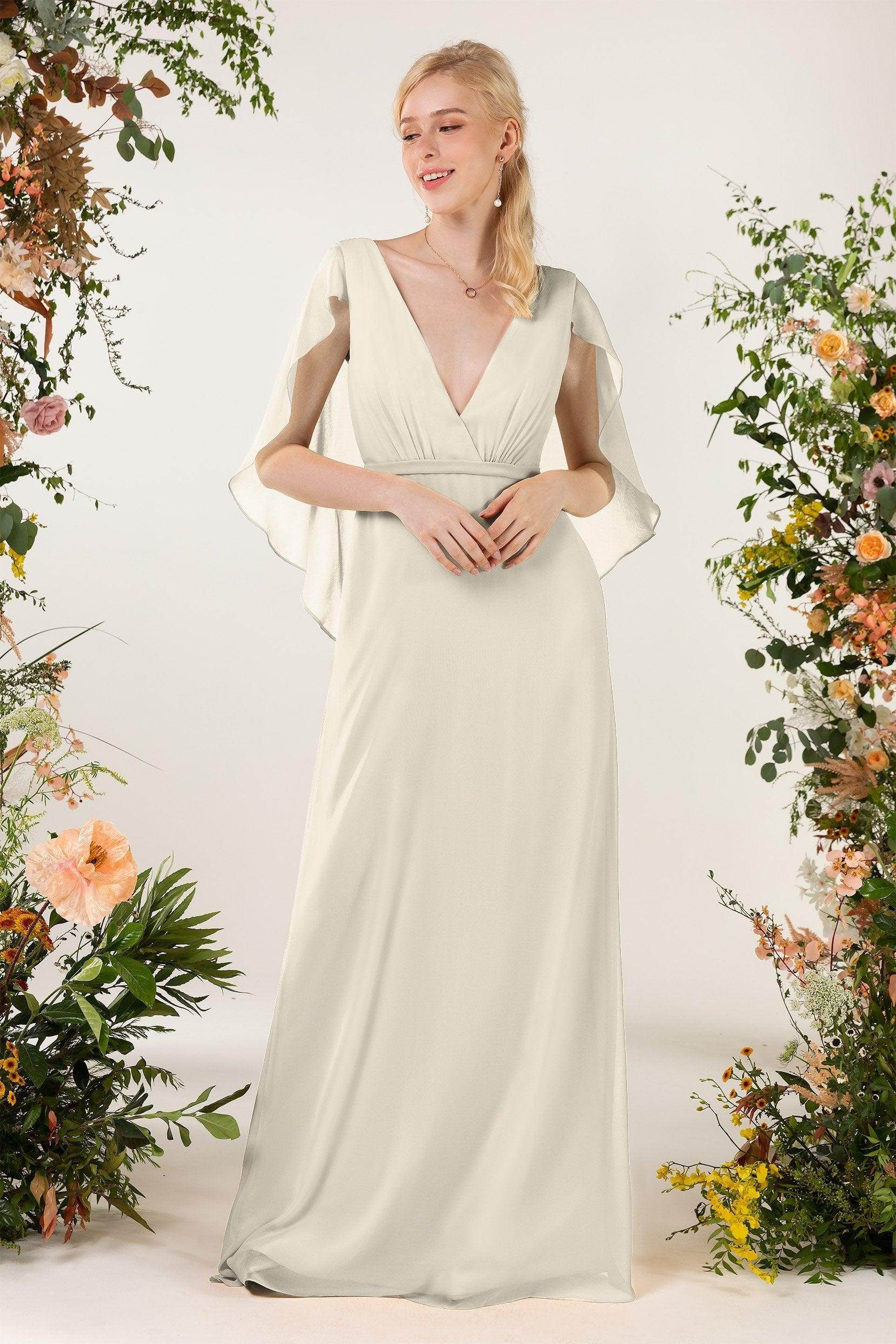 Sheath Sweep-Brush Train Chiffon Bridesmaid Dress CB0468 - COCOMELODY
