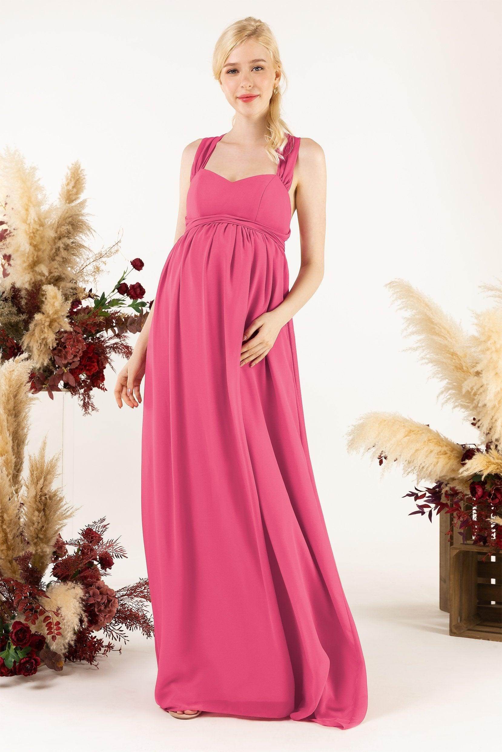 A-Line Sweep-Brush Train Chiffon Bridesmaid Dress CB0470M - COCOMELODY
