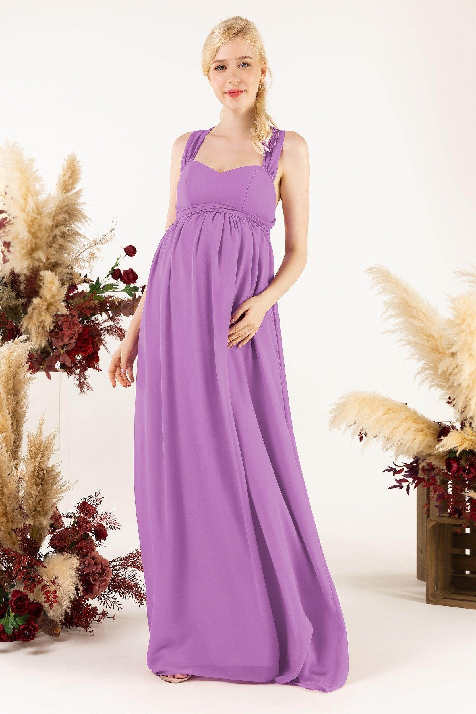 A-Line Sweep-Brush Train Chiffon Bridesmaid Dress CB0470M - COCOMELODY