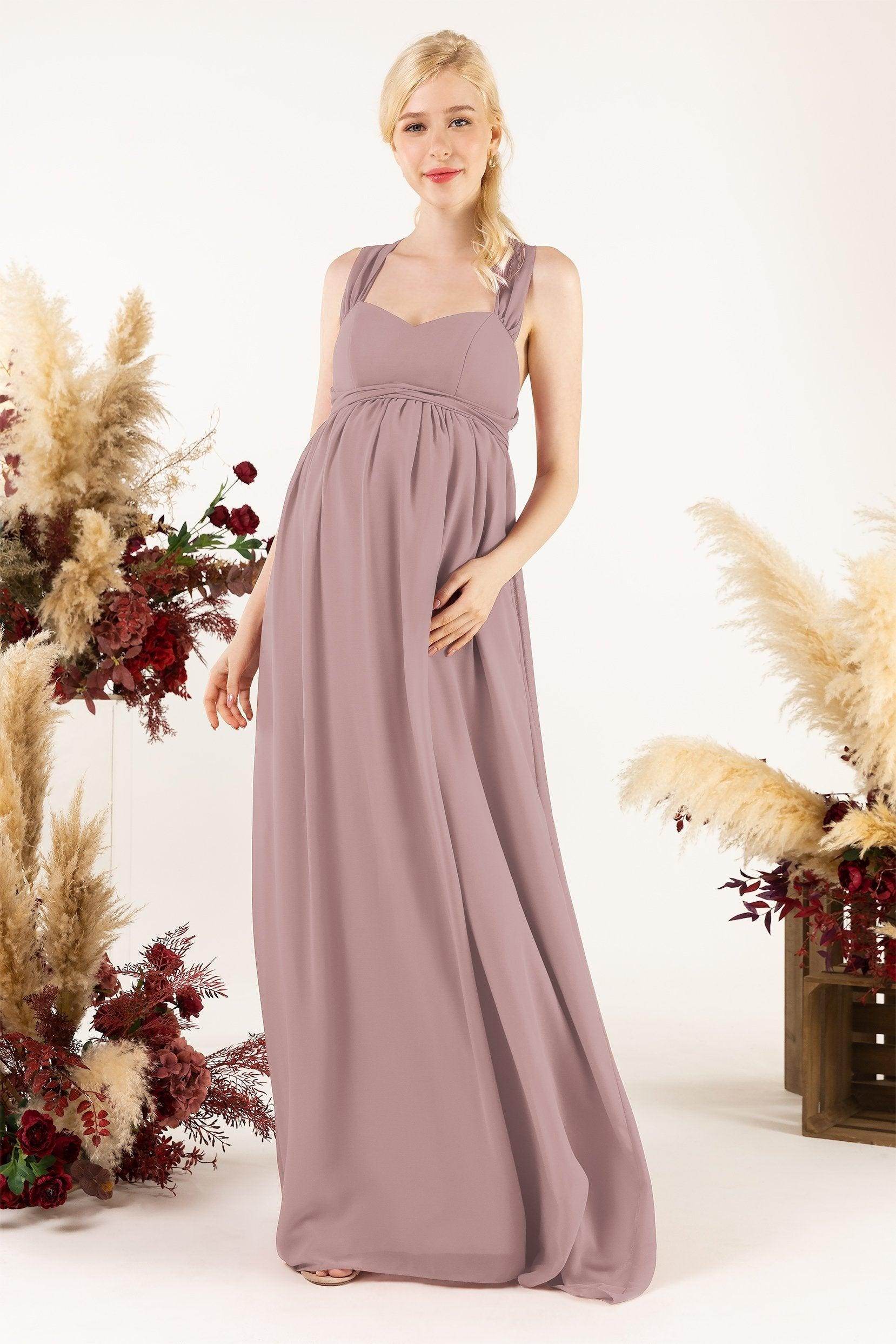 A-Line Sweep-Brush Train Chiffon Bridesmaid Dress CB0470M - COCOMELODY