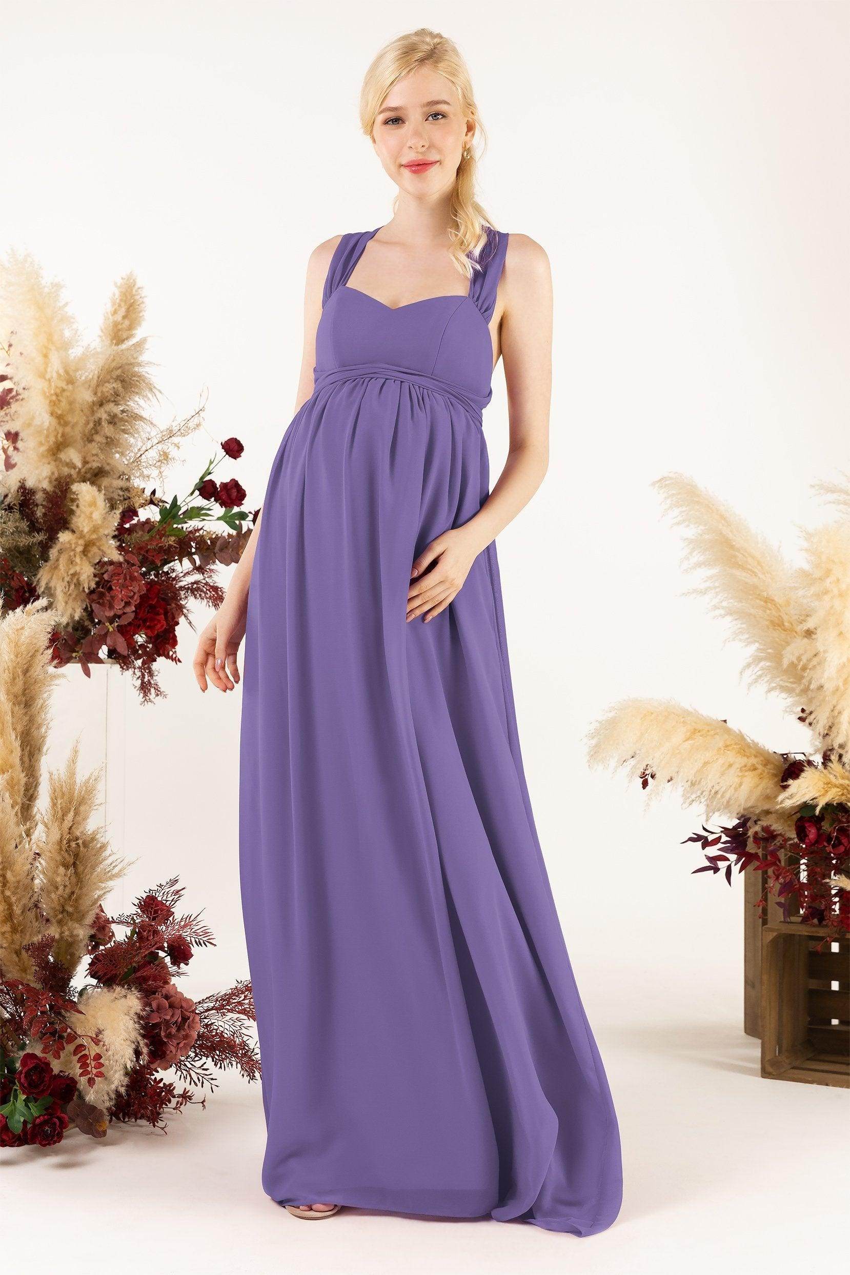 A-Line Sweep-Brush Train Chiffon Bridesmaid Dress CB0470M - COCOMELODY
