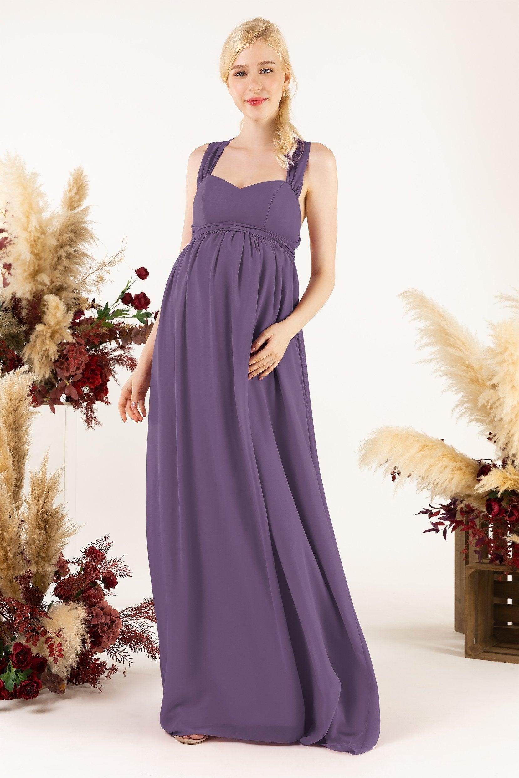A-Line Sweep-Brush Train Chiffon Bridesmaid Dress CB0470M - COCOMELODY