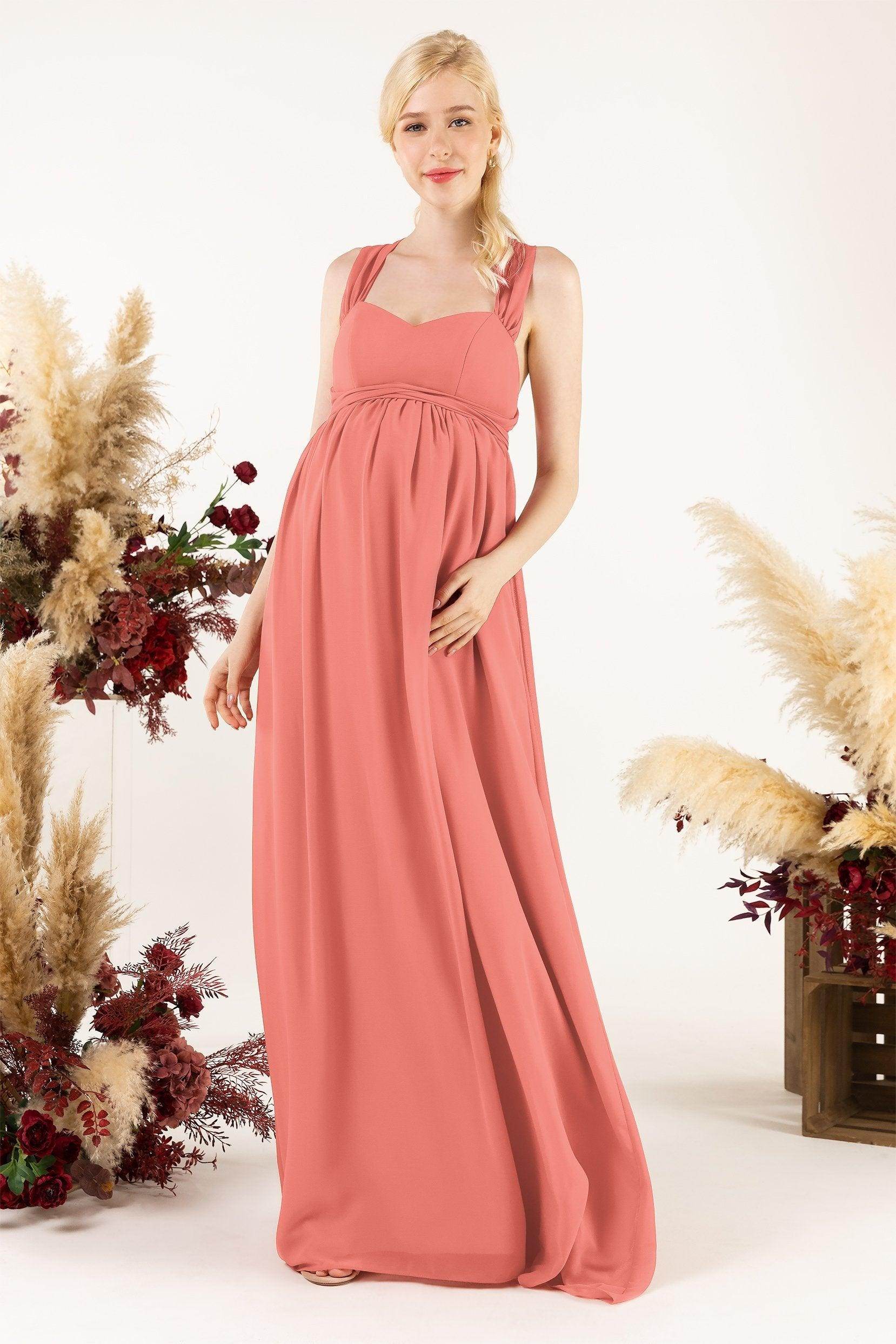 A-Line Sweep-Brush Train Chiffon Bridesmaid Dress CB0470M - COCOMELODY