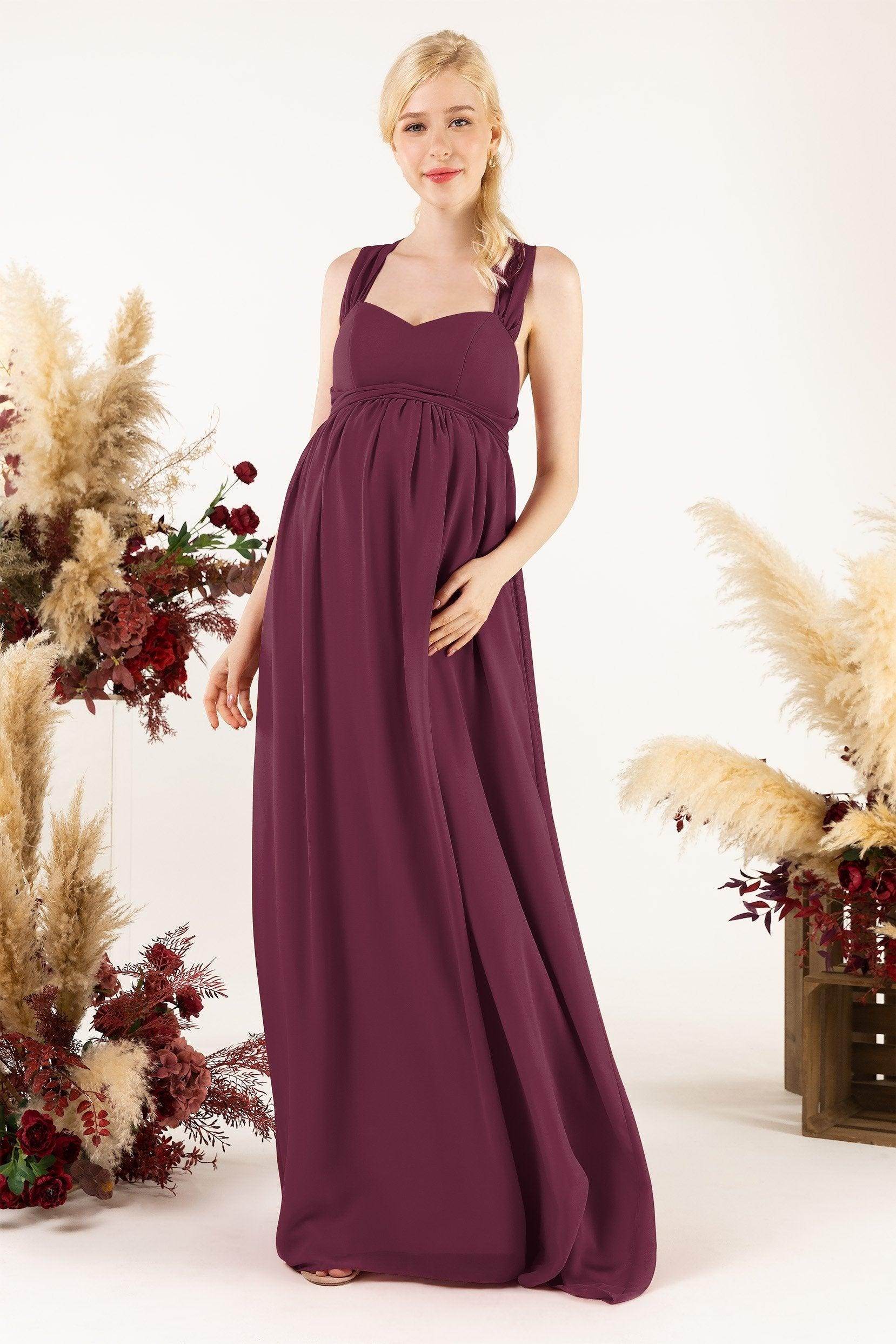 A-Line Sweep-Brush Train Chiffon Bridesmaid Dress CB0470M - COCOMELODY
