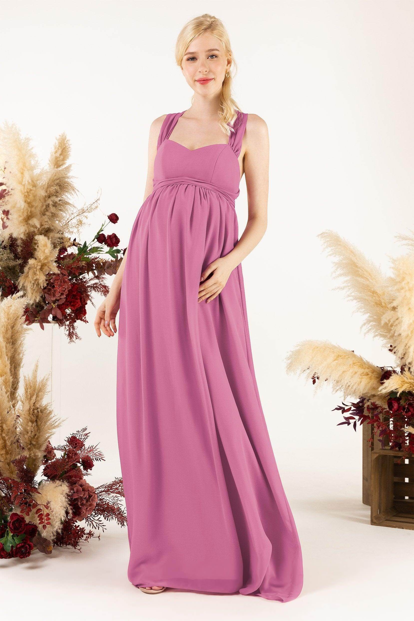 A-Line Sweep-Brush Train Chiffon Bridesmaid Dress CB0470M - COCOMELODY