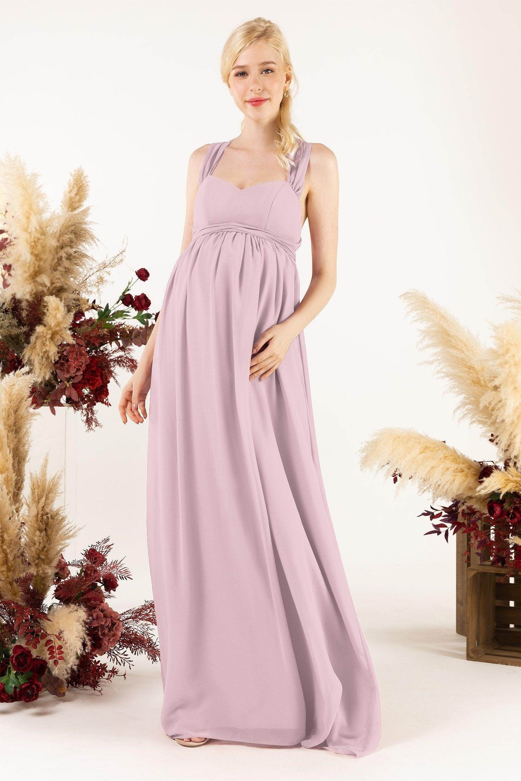 A-Line Sweep-Brush Train Chiffon Bridesmaid Dress CB0470M - COCOMELODY