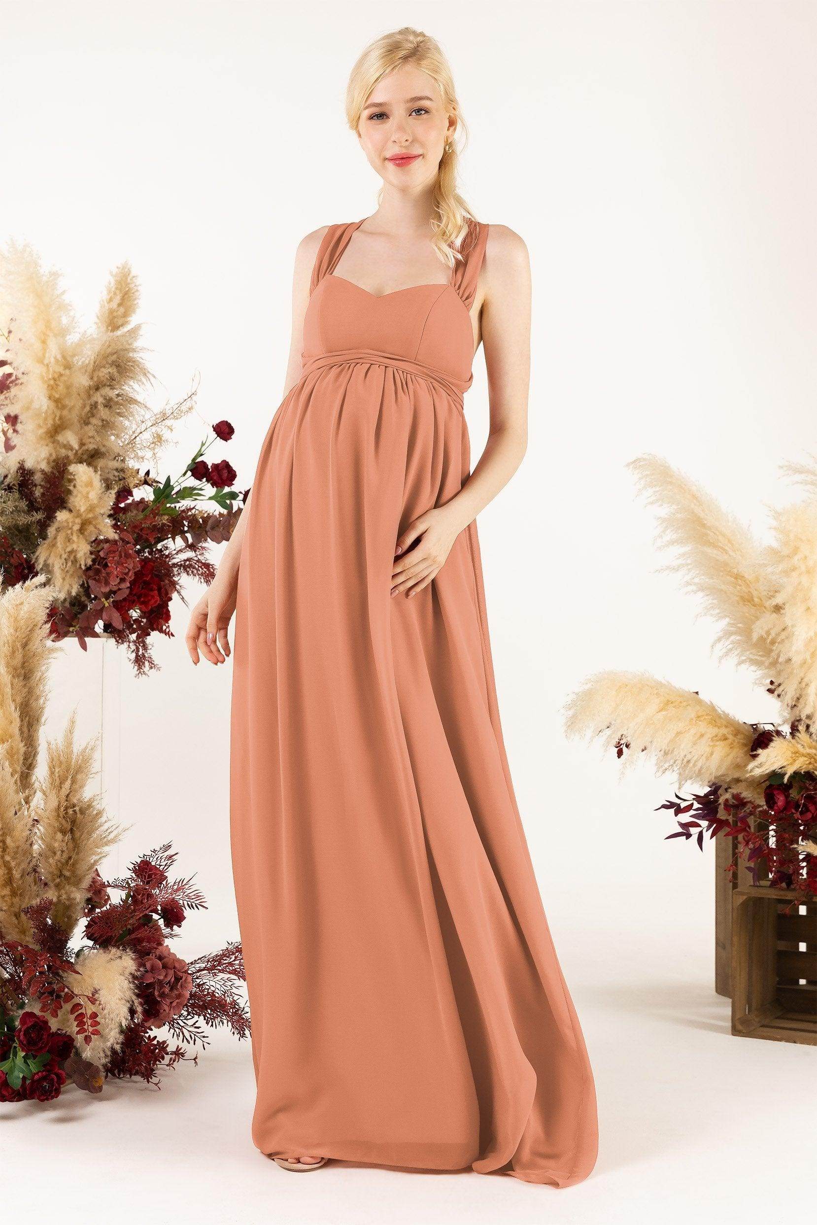 A-Line Sweep-Brush Train Chiffon Bridesmaid Dress CB0470M - COCOMELODY