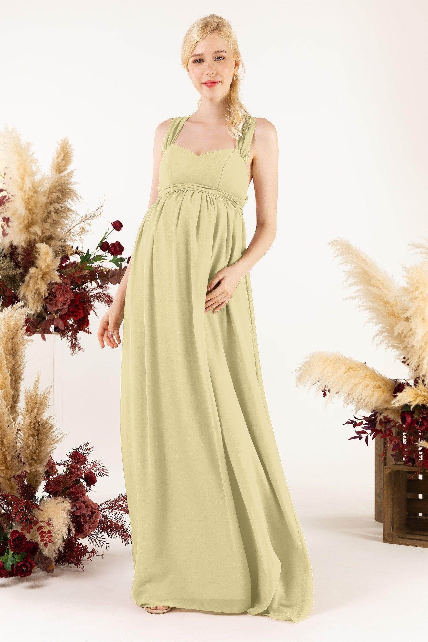 A-Line Sweep-Brush Train Chiffon Bridesmaid Dress CB0470M - COCOMELODY
