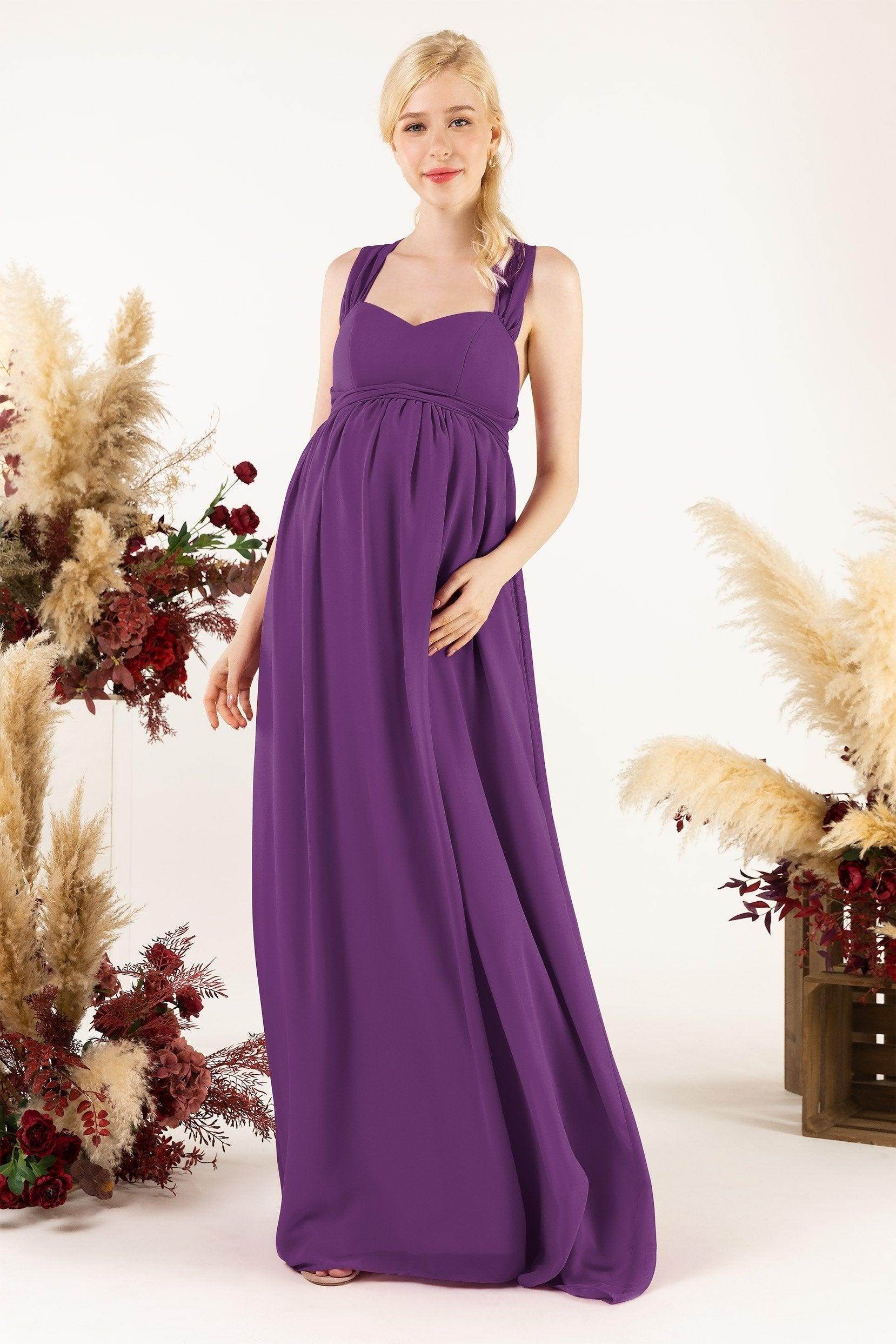 A-Line Sweep-Brush Train Chiffon Bridesmaid Dress CB0470M - COCOMELODY