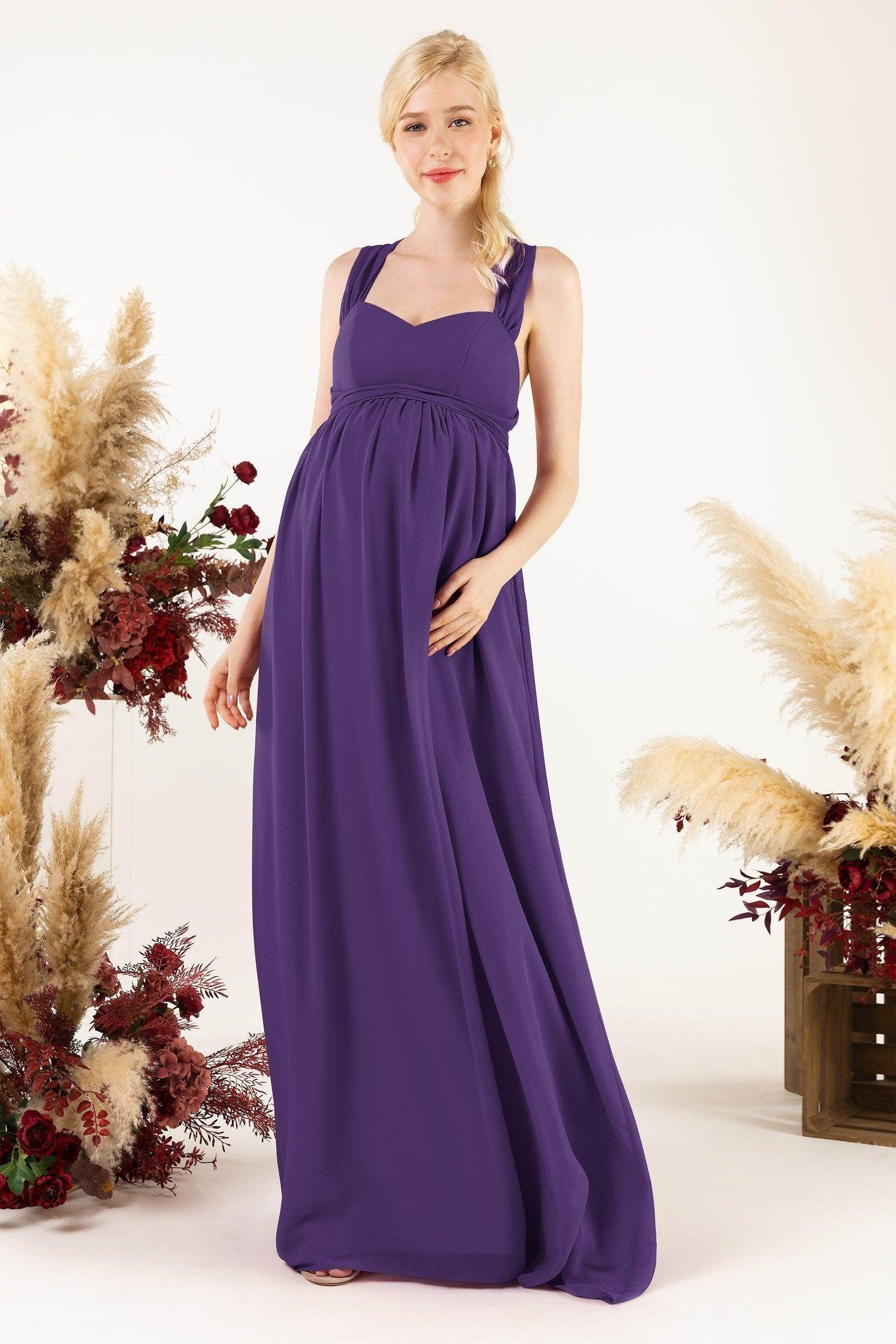 A-Line Sweep-Brush Train Chiffon Bridesmaid Dress CB0470M - COCOMELODY
