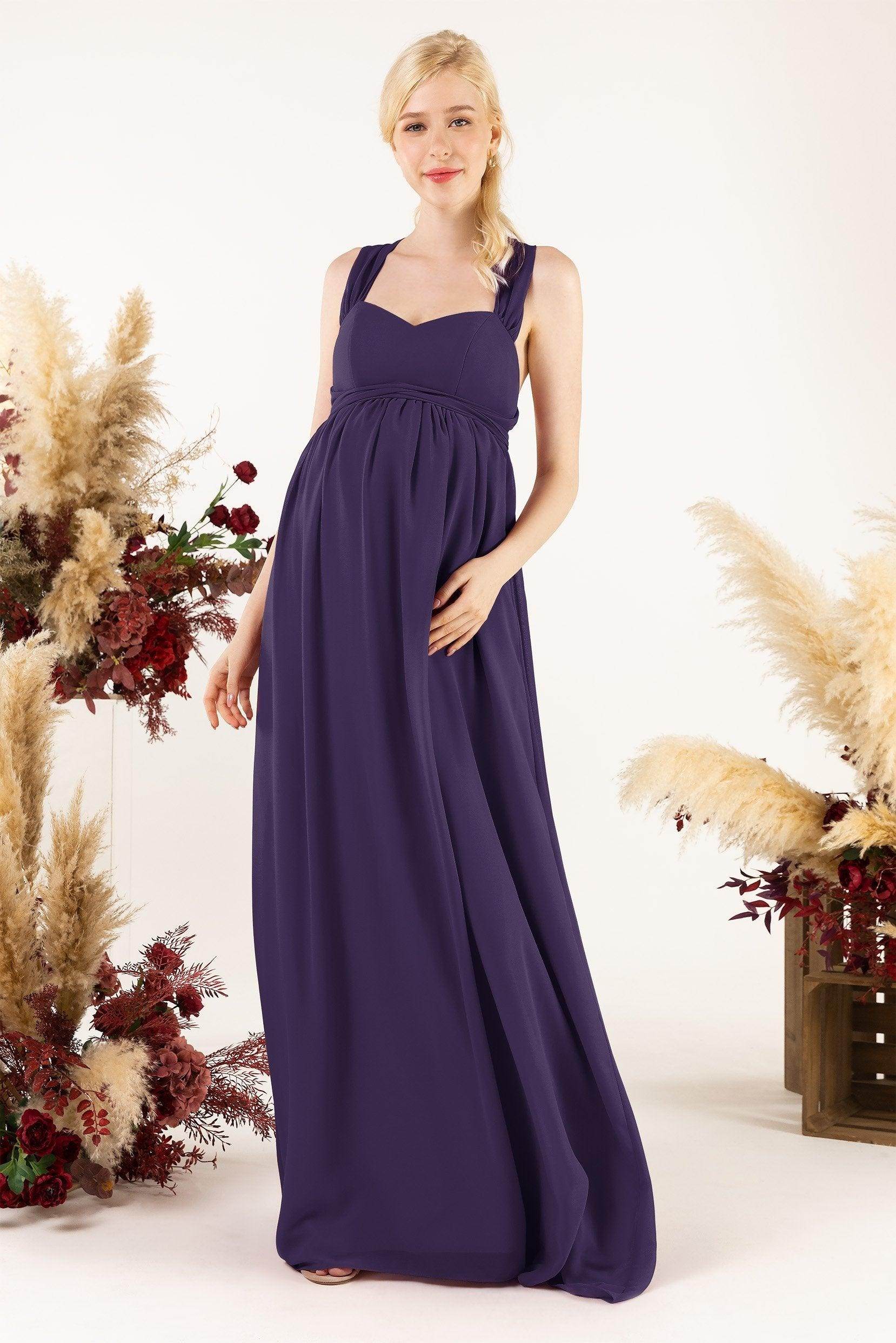 A-Line Sweep-Brush Train Chiffon Bridesmaid Dress CB0470M - COCOMELODY