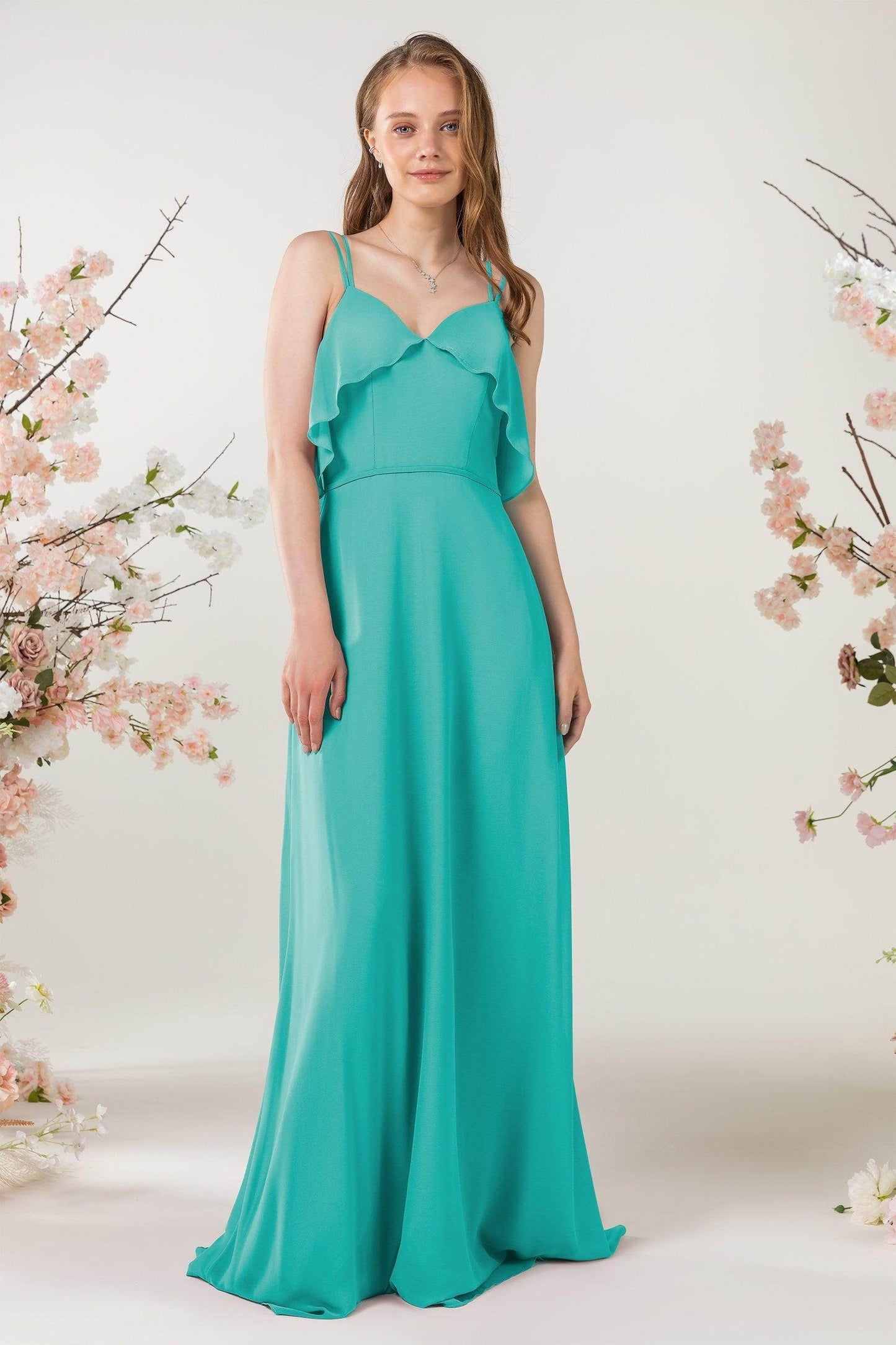 Sheath Sweep-Brush Train Chiffon Bridesmaid Dress CB0472 - COCOMELODY