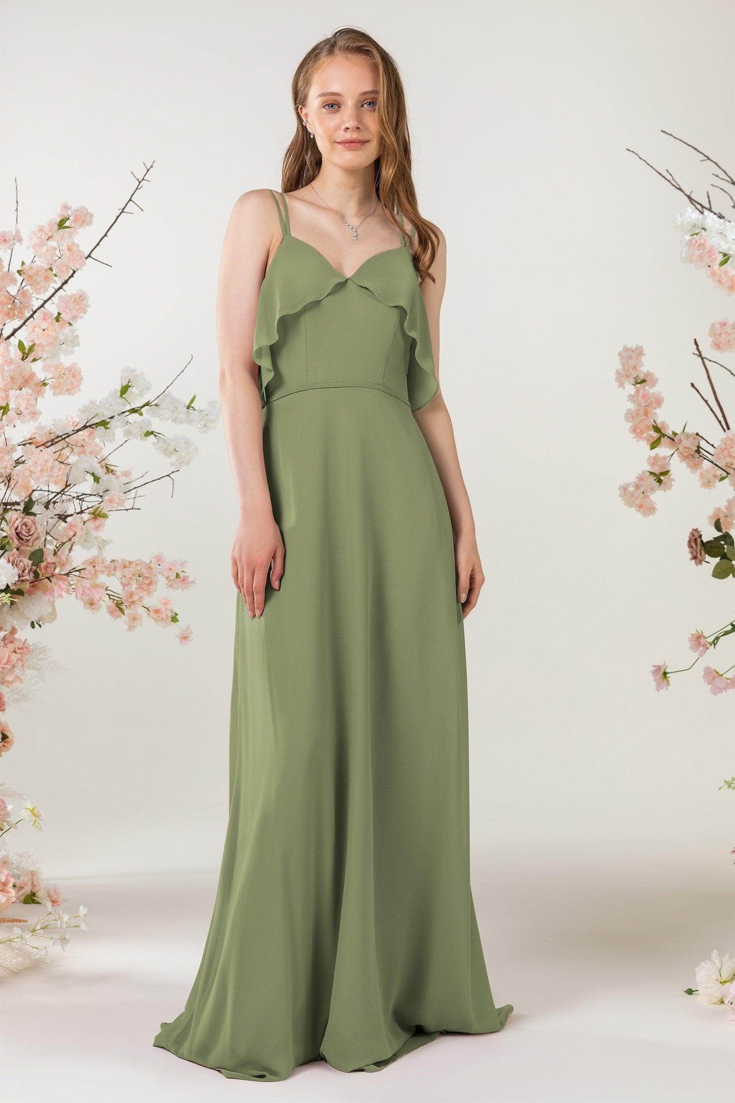 Sheath Sweep-Brush Train Chiffon Bridesmaid Dress CB0472 - COCOMELODY