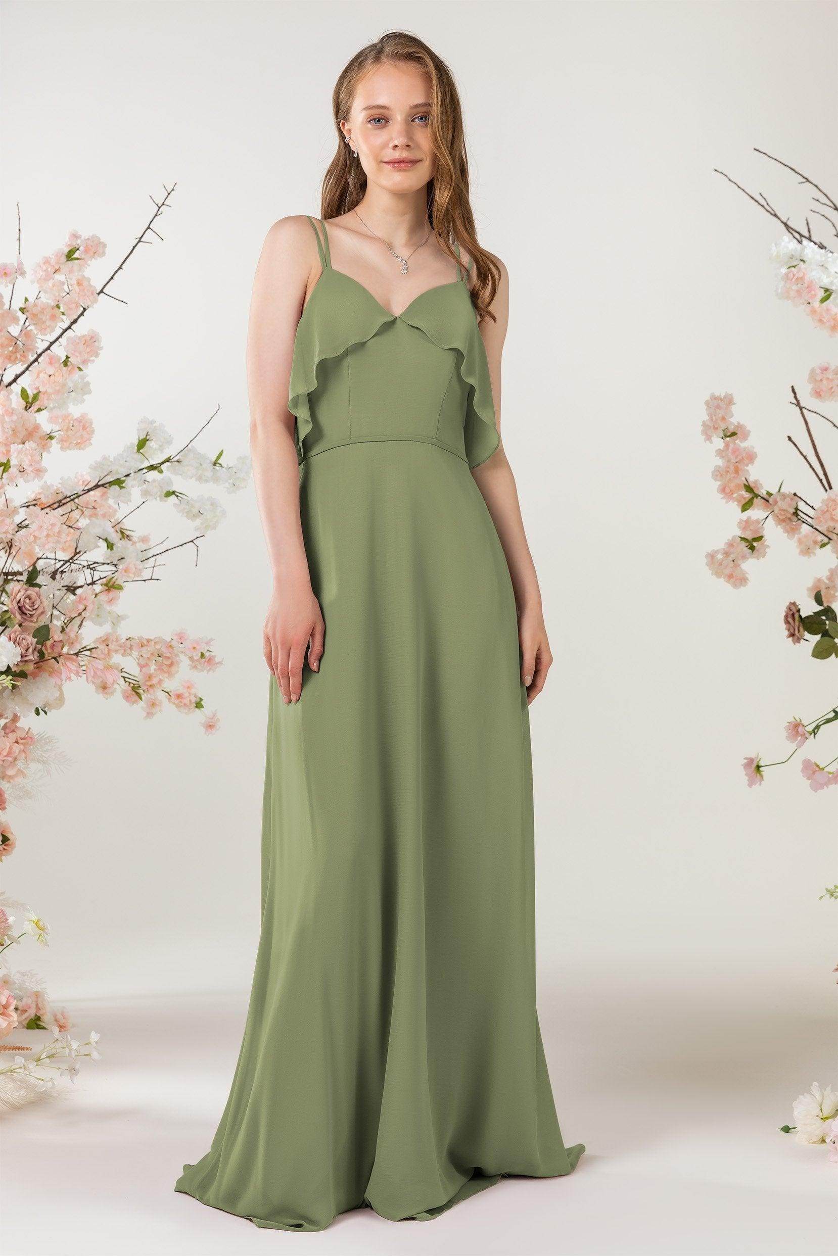 Sheath Sweep-Brush Train Chiffon Bridesmaid Dress CB0472 - COCOMELODY
