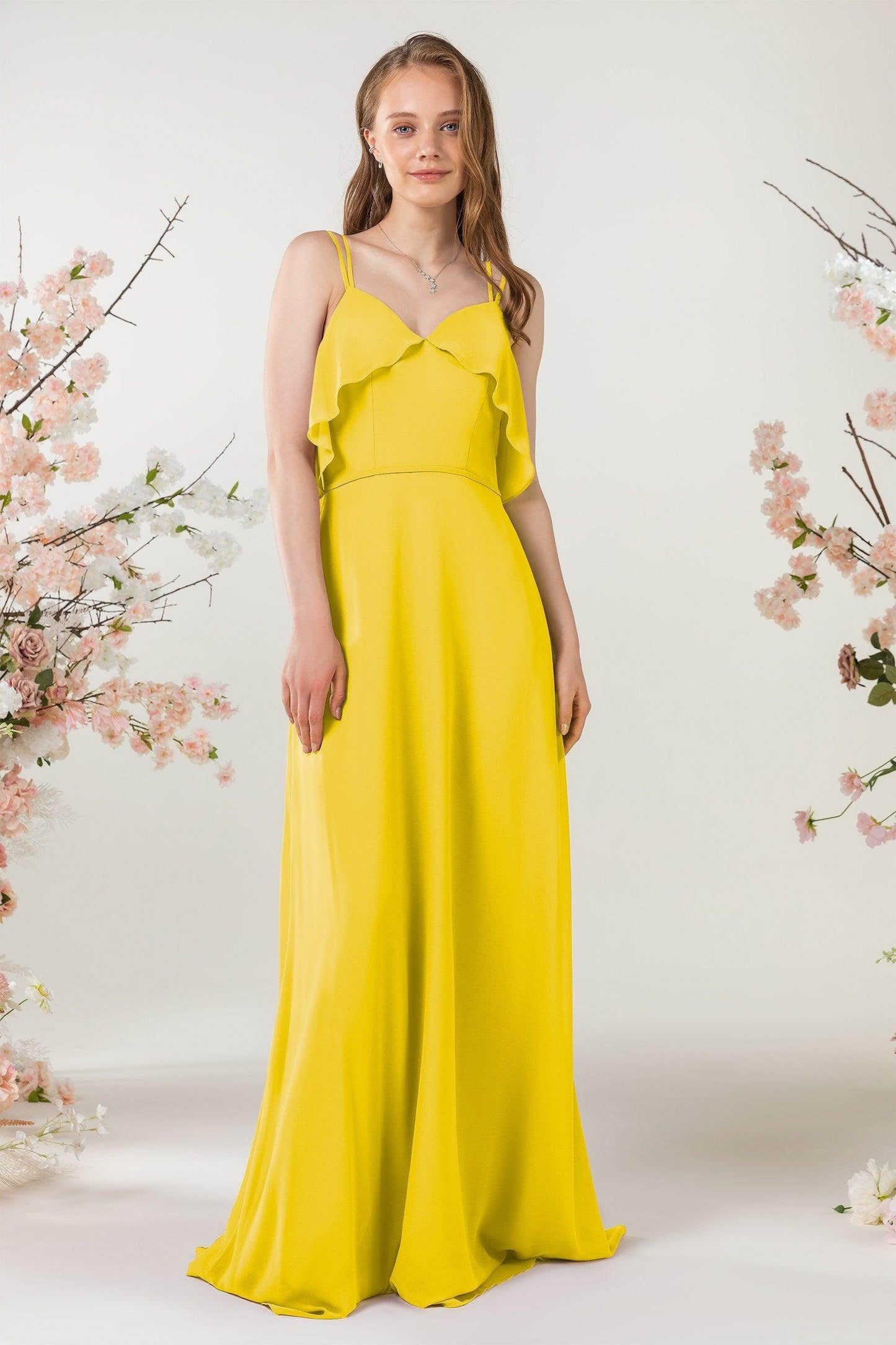 Sheath Sweep-Brush Train Chiffon Bridesmaid Dress CB0472 - COCOMELODY