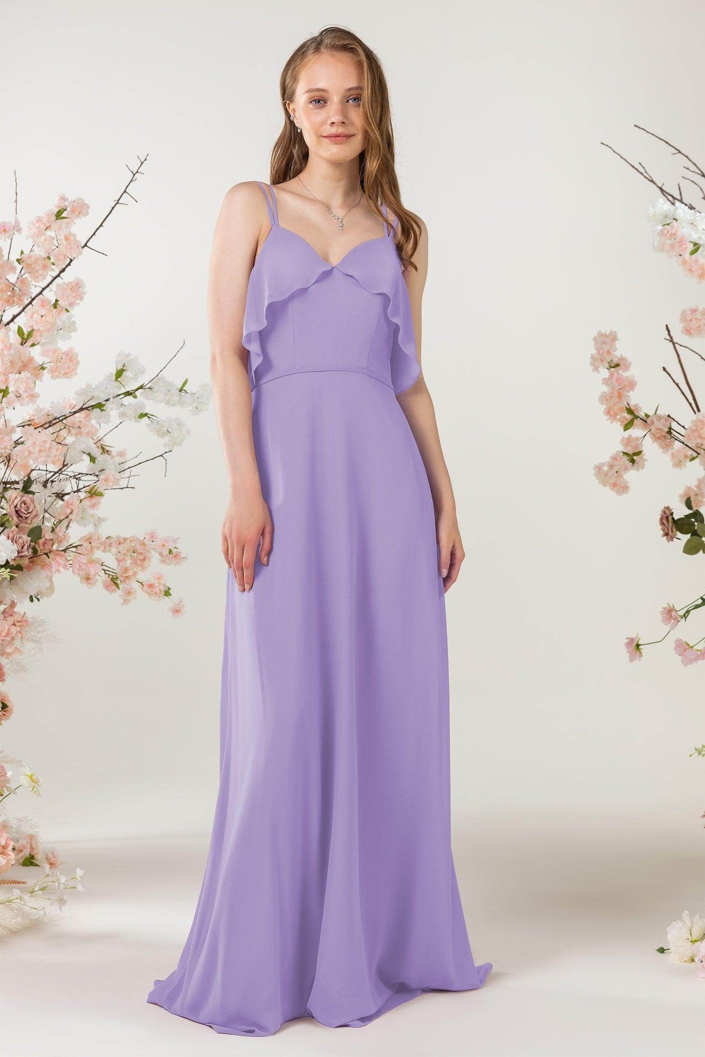 Sheath Sweep-Brush Train Chiffon Bridesmaid Dress CB0472 - COCOMELODY