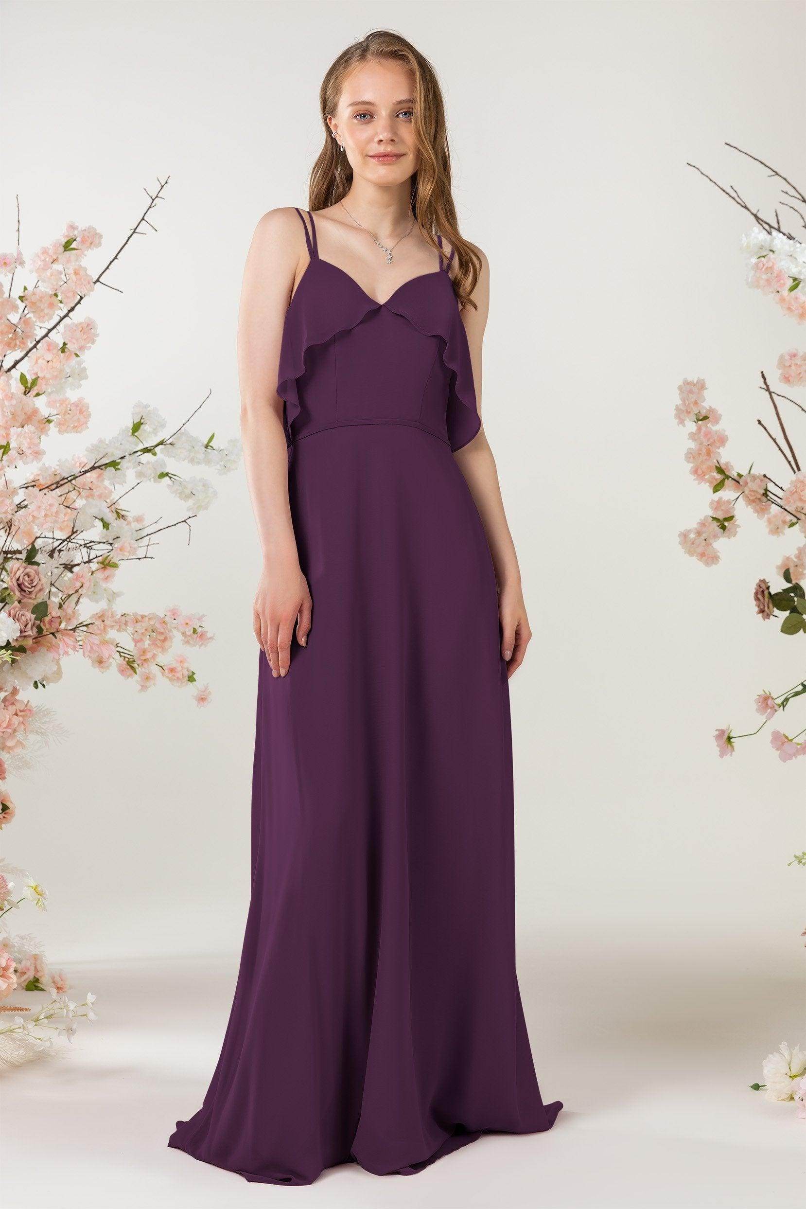 Sheath Sweep-Brush Train Chiffon Bridesmaid Dress CB0472 - COCOMELODY