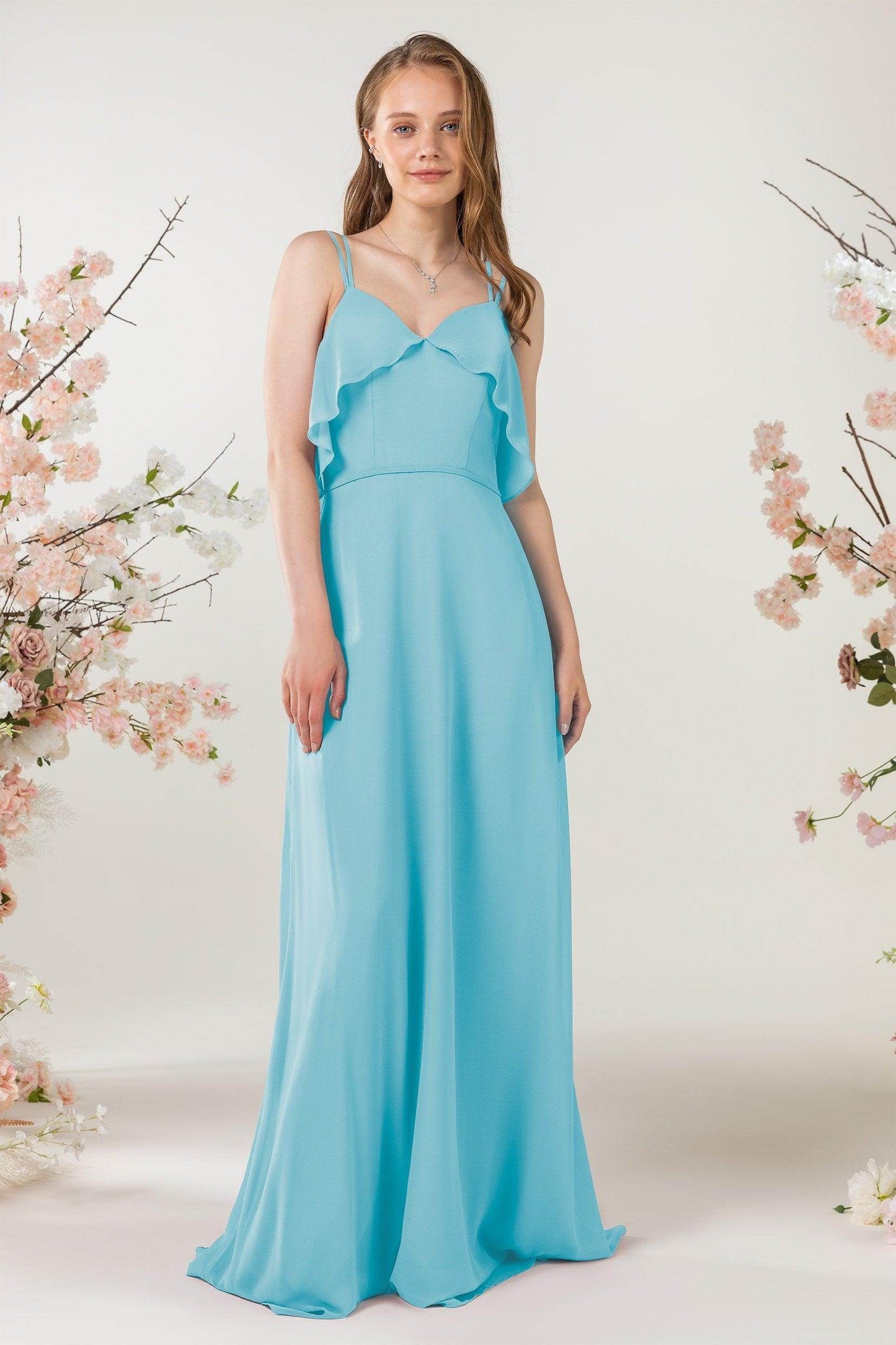 Sheath Sweep-Brush Train Chiffon Bridesmaid Dress CB0472 - COCOMELODY