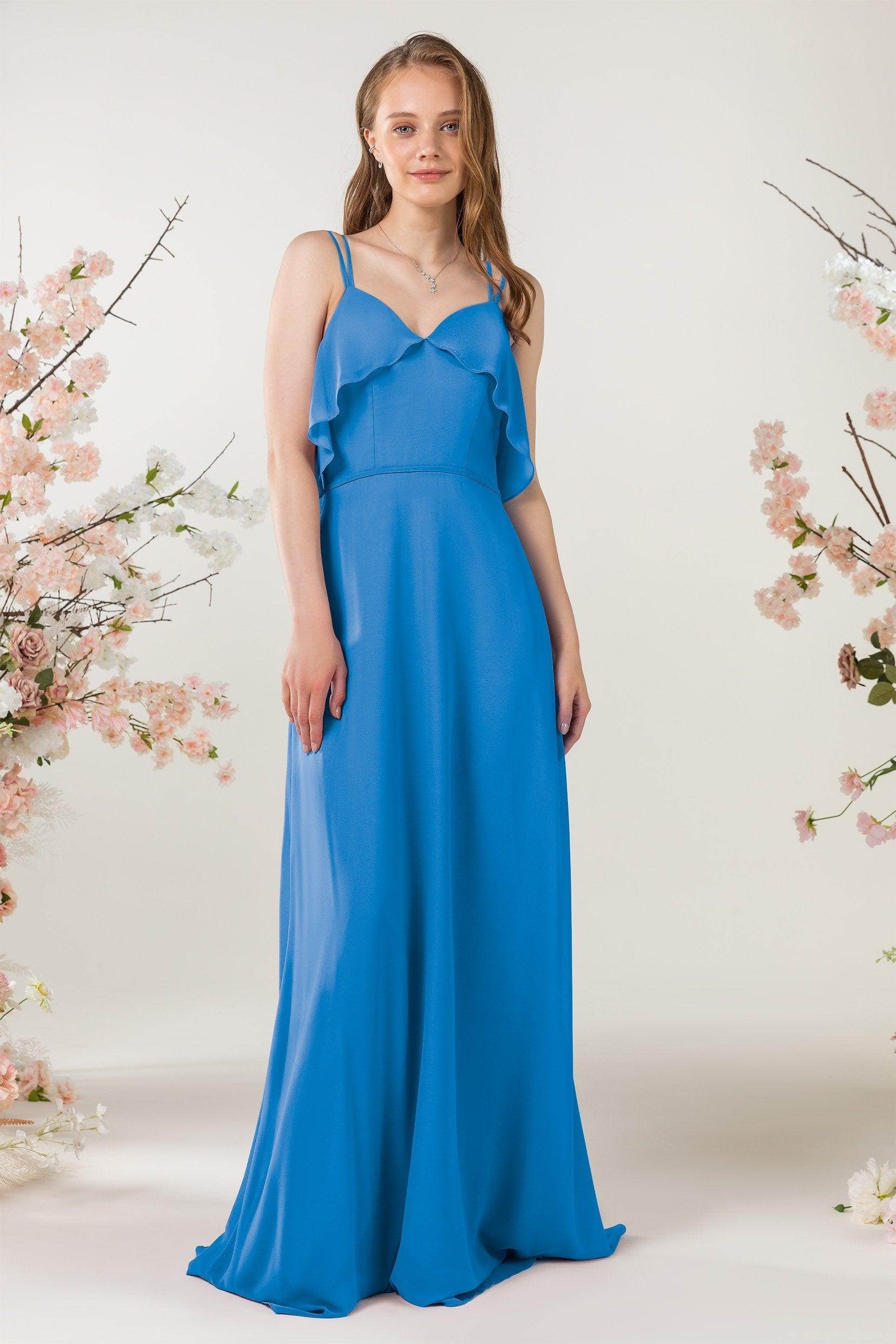Sheath Sweep-Brush Train Chiffon Bridesmaid Dress CB0472 - COCOMELODY