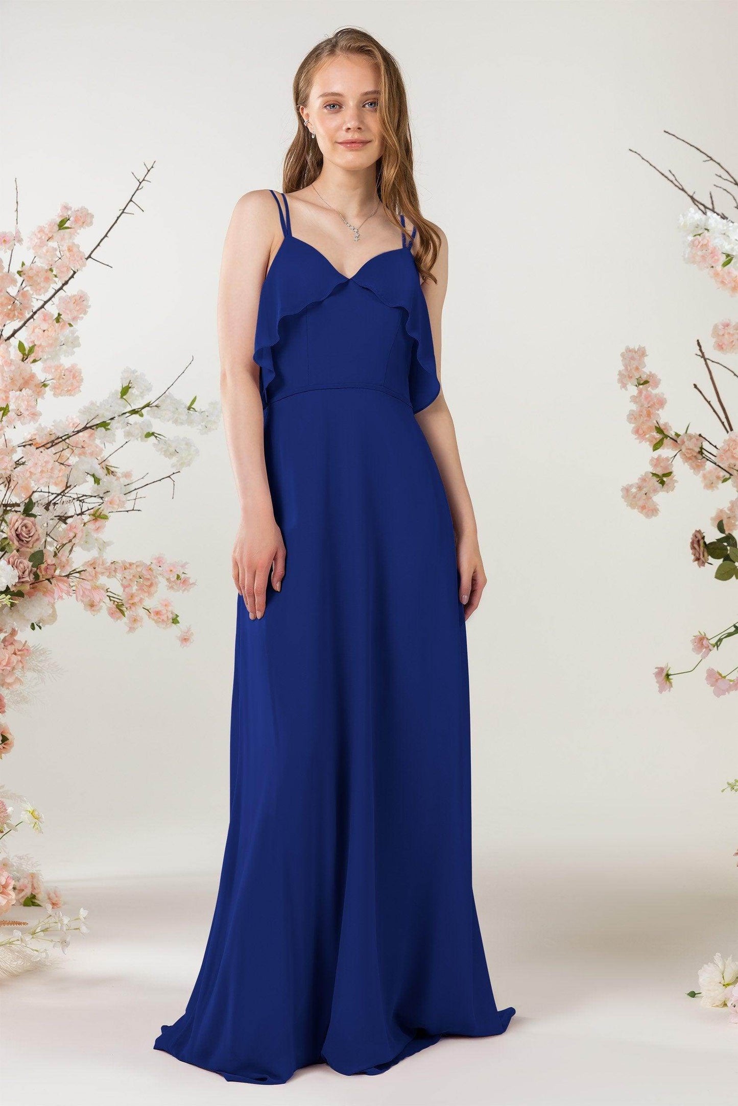 Sheath Sweep-Brush Train Chiffon Bridesmaid Dress CB0472 - COCOMELODY