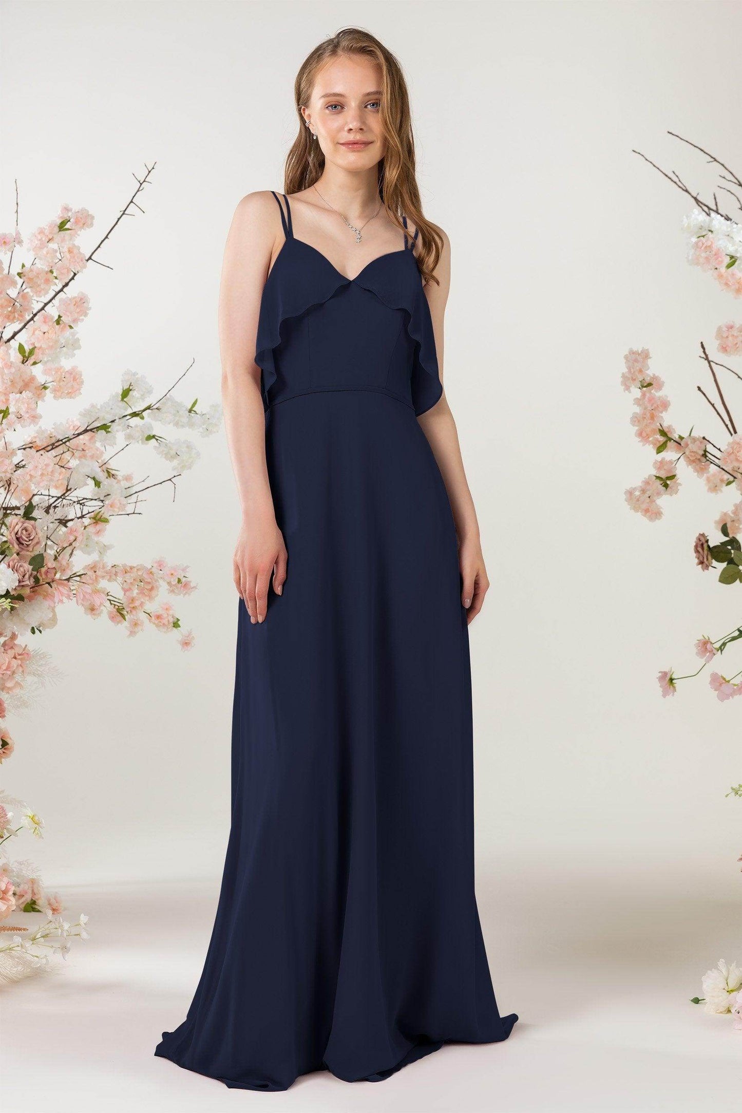 Sheath Sweep-Brush Train Chiffon Bridesmaid Dress CB0472 - COCOMELODY