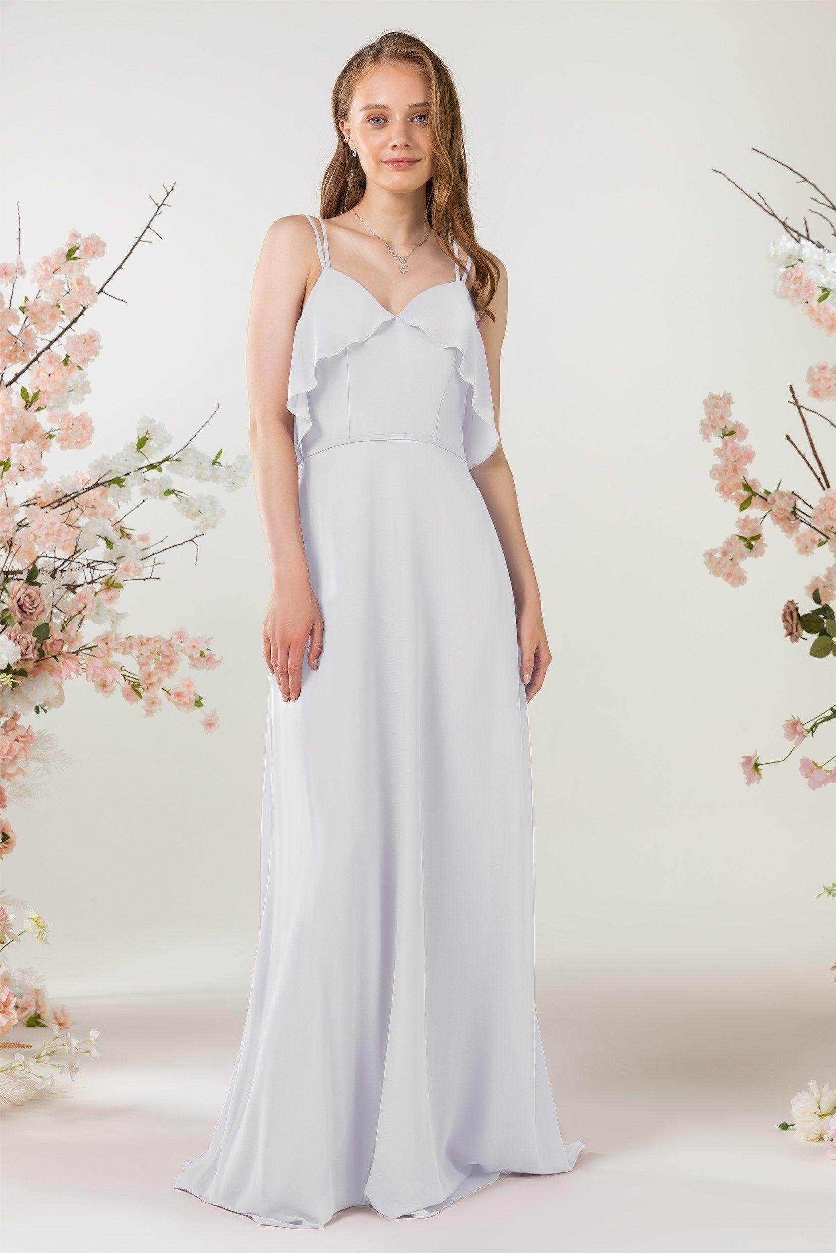 Sheath Sweep-Brush Train Chiffon Bridesmaid Dress CB0472 - COCOMELODY