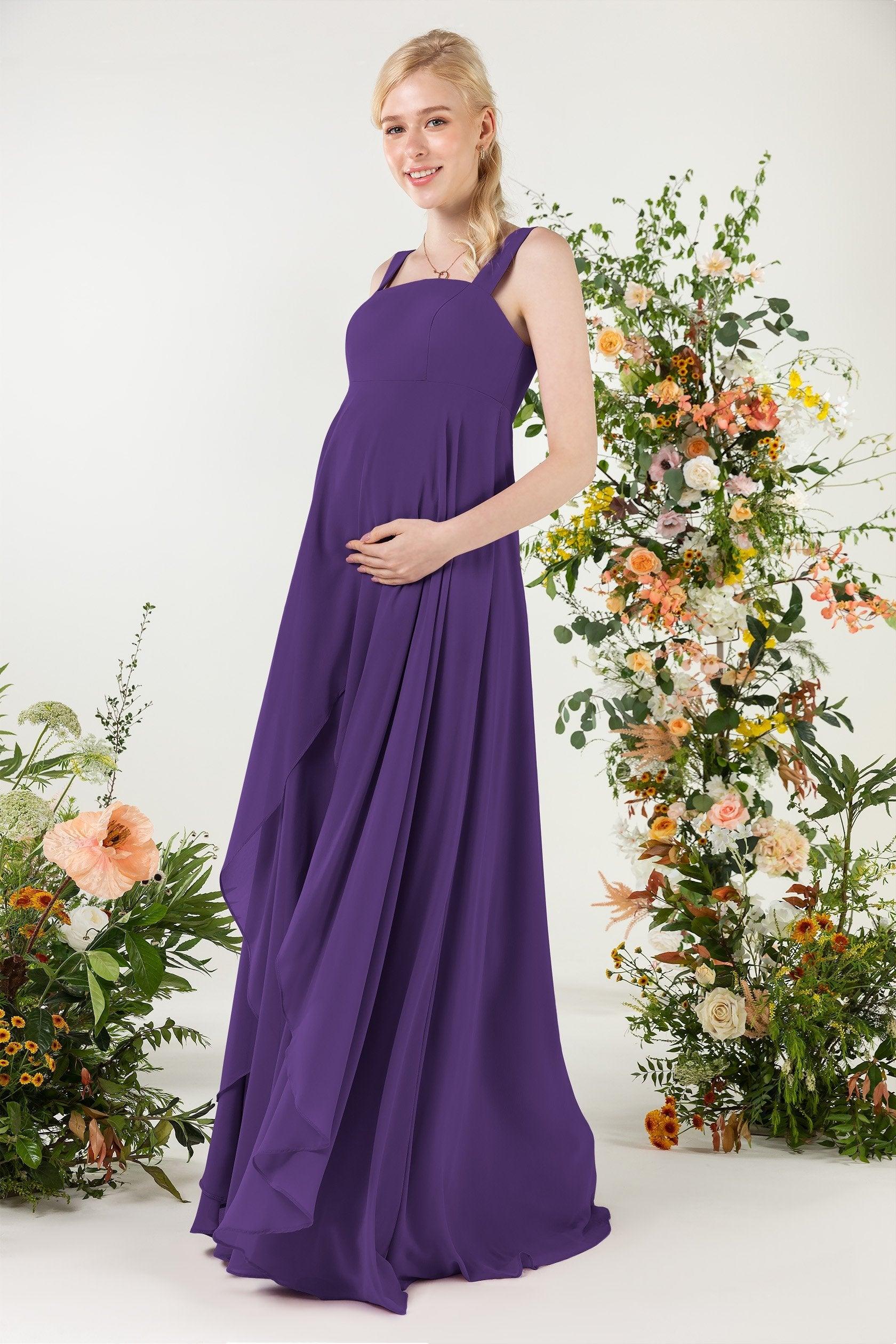 A-Line Sweep-Brush Train Chiffon Bridesmaid Dress CB0473M - COCOMELODY