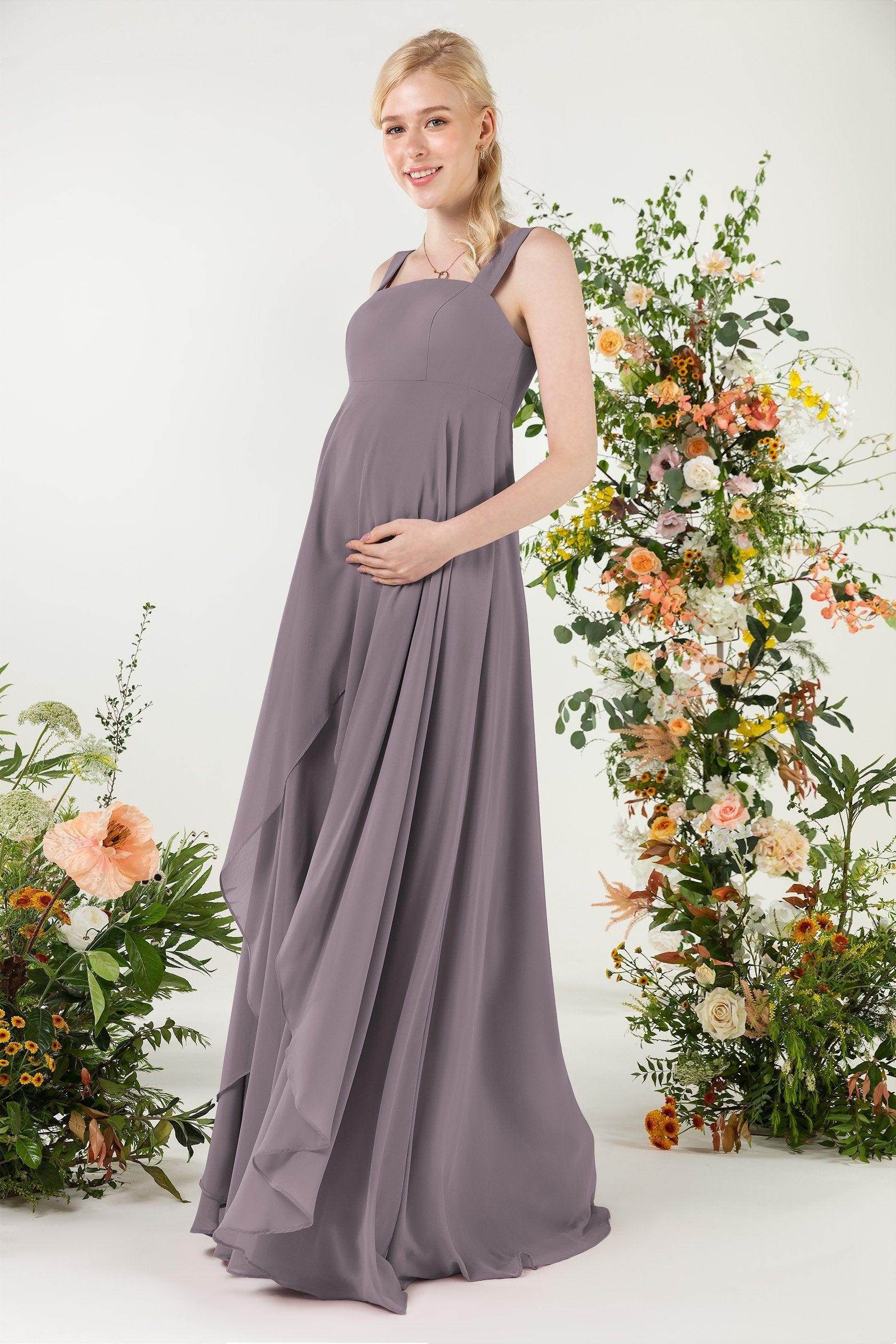 A-Line Sweep-Brush Train Chiffon Bridesmaid Dress CB0473M - COCOMELODY