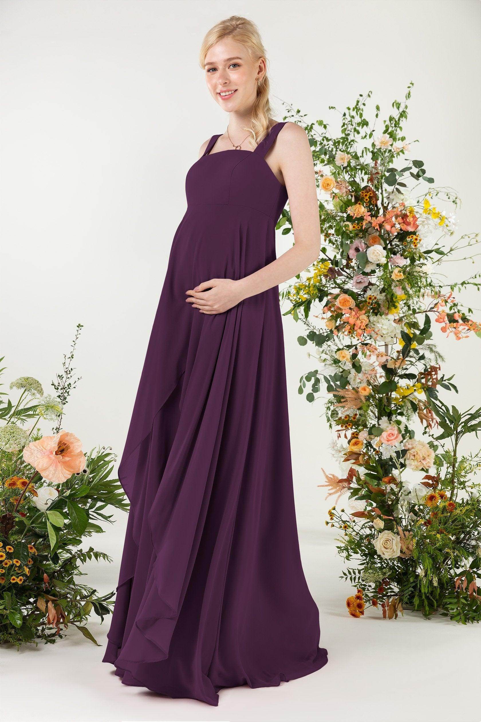 A-Line Sweep-Brush Train Chiffon Bridesmaid Dress CB0473M - COCOMELODY